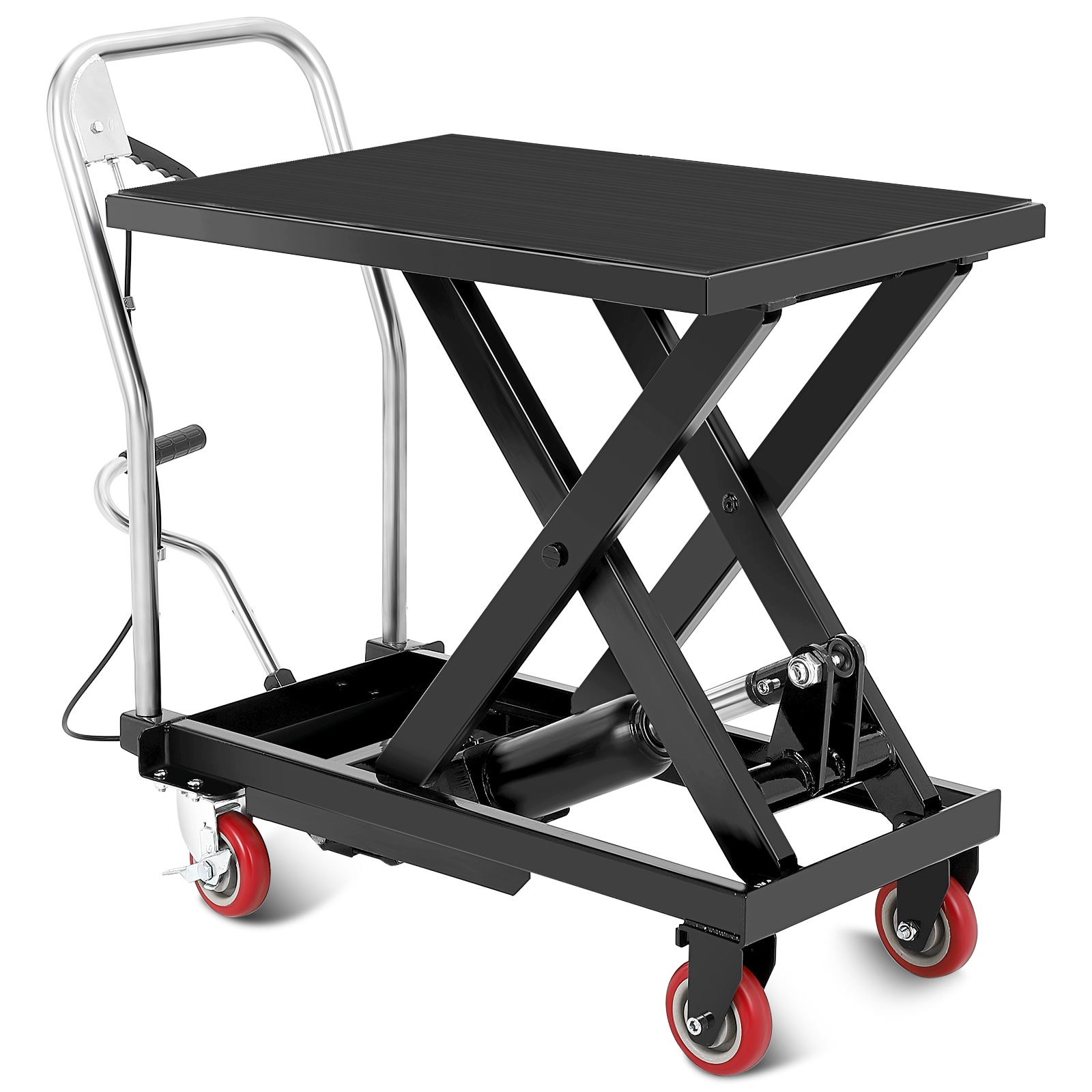 Garvee 500 LBS Hydraulic Lift Table Cart 11 to 28.5 Inch Adjustable Height with 360 Swivel Caster Wheels Foot Pump Control #YFMHKZ2S1463