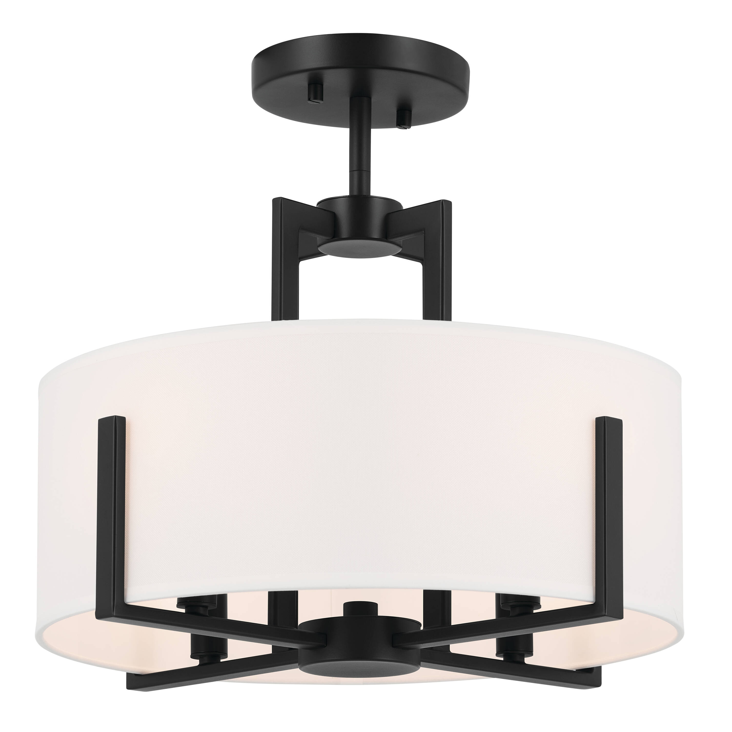 Kichler 52591BK Malen 4 -Light 15.5-in Black Semi Flush Mount Light