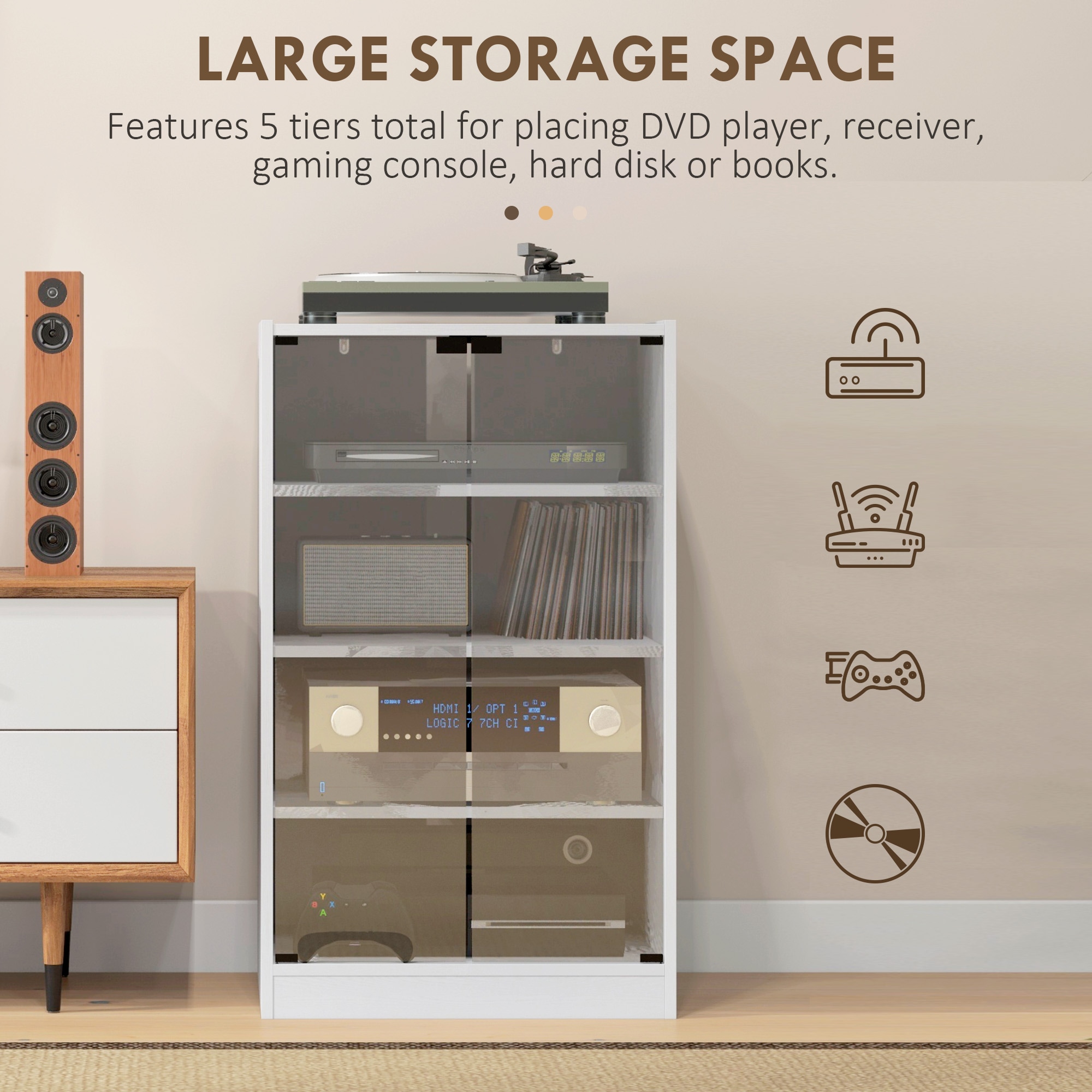 HomCom 838-082V80WT Gaming-Storage - View #7