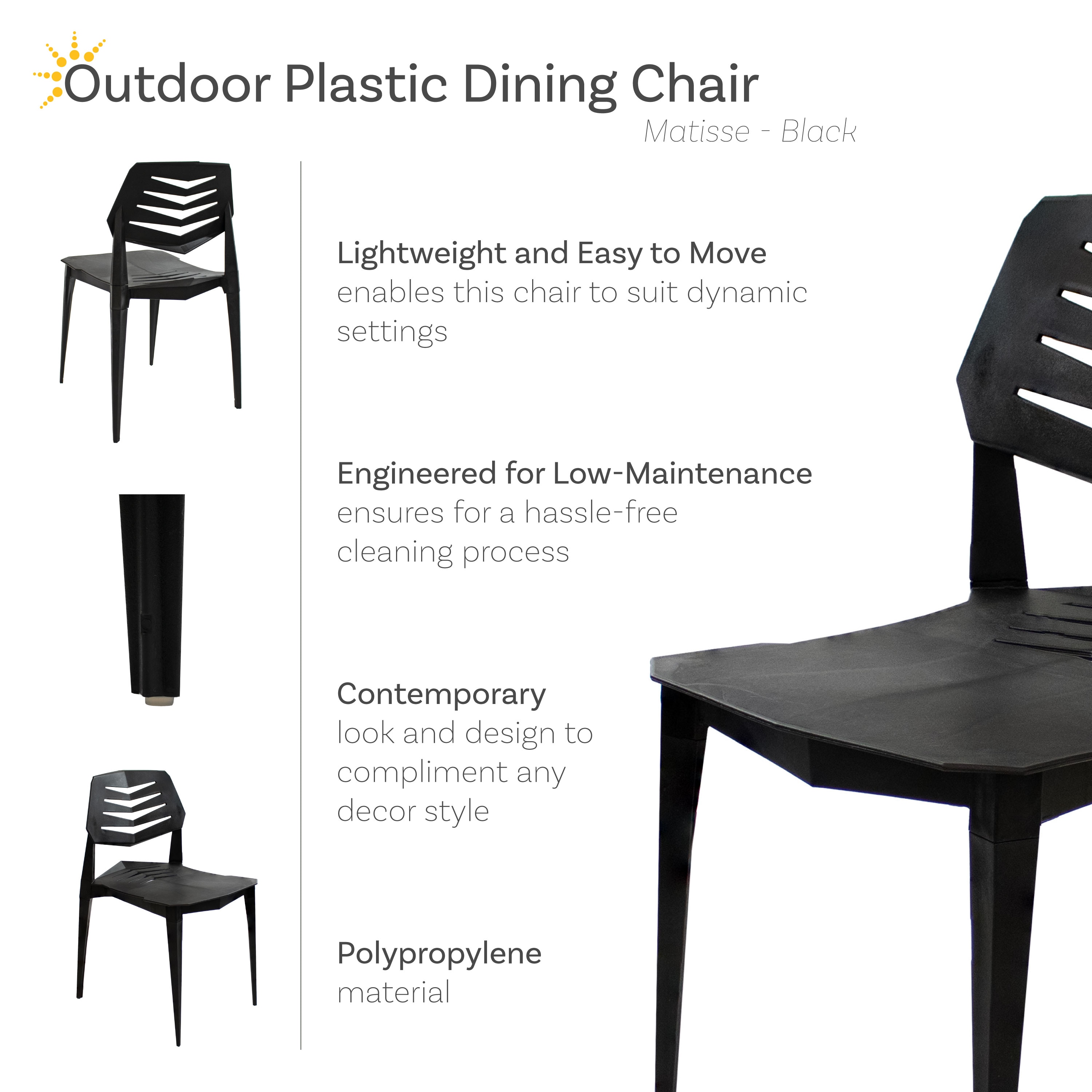 Matisse Black Polypropylene Armless Dining Chairs Set of 4