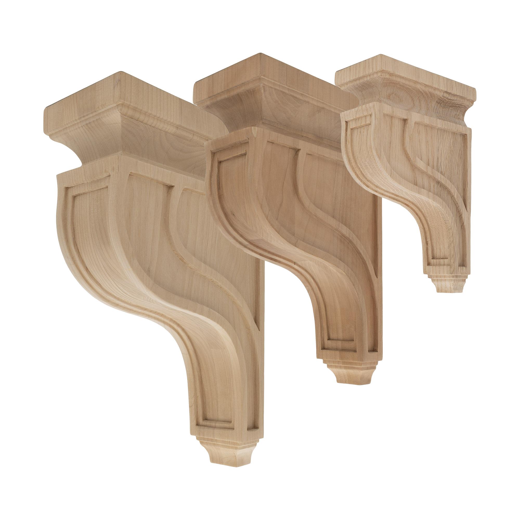 Unfinished Maple Wood Corbel with Plain Design, 8" Height