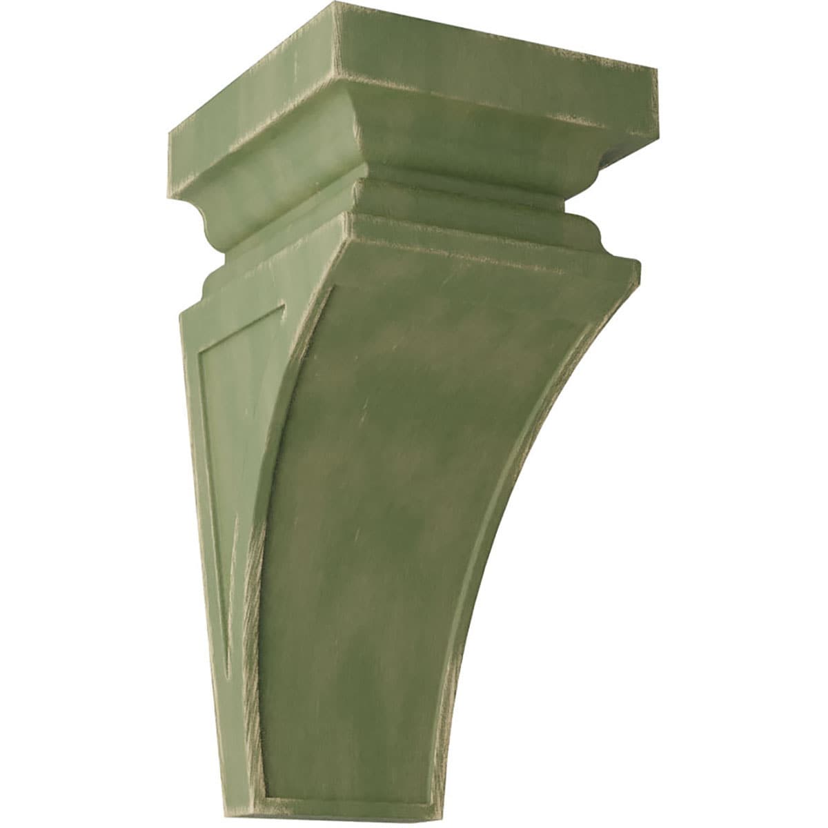 Ekena Millwork CORWD07X07X14NEGR 7-in x 7.75-in x 14-in Vintage Decor Finished Rubberwood Green Wood Paintable/Stainable Corbel