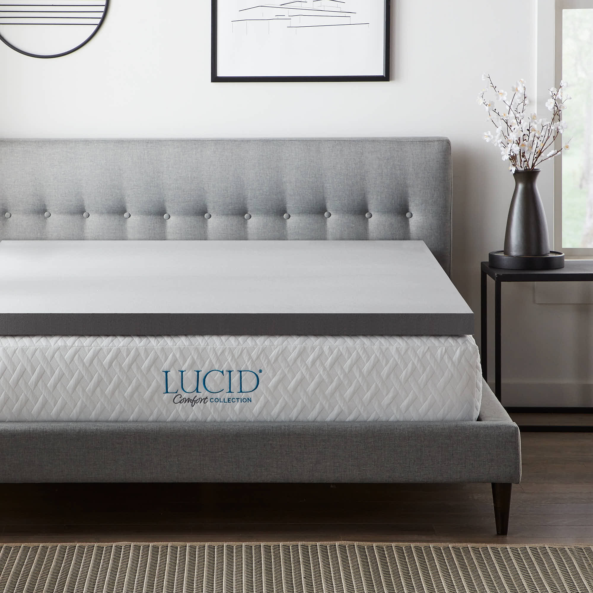 LUCID Comfort Collection 4-in D Memory Foam Queen Mattress Topper in the  Mattress Covers & Toppers department at