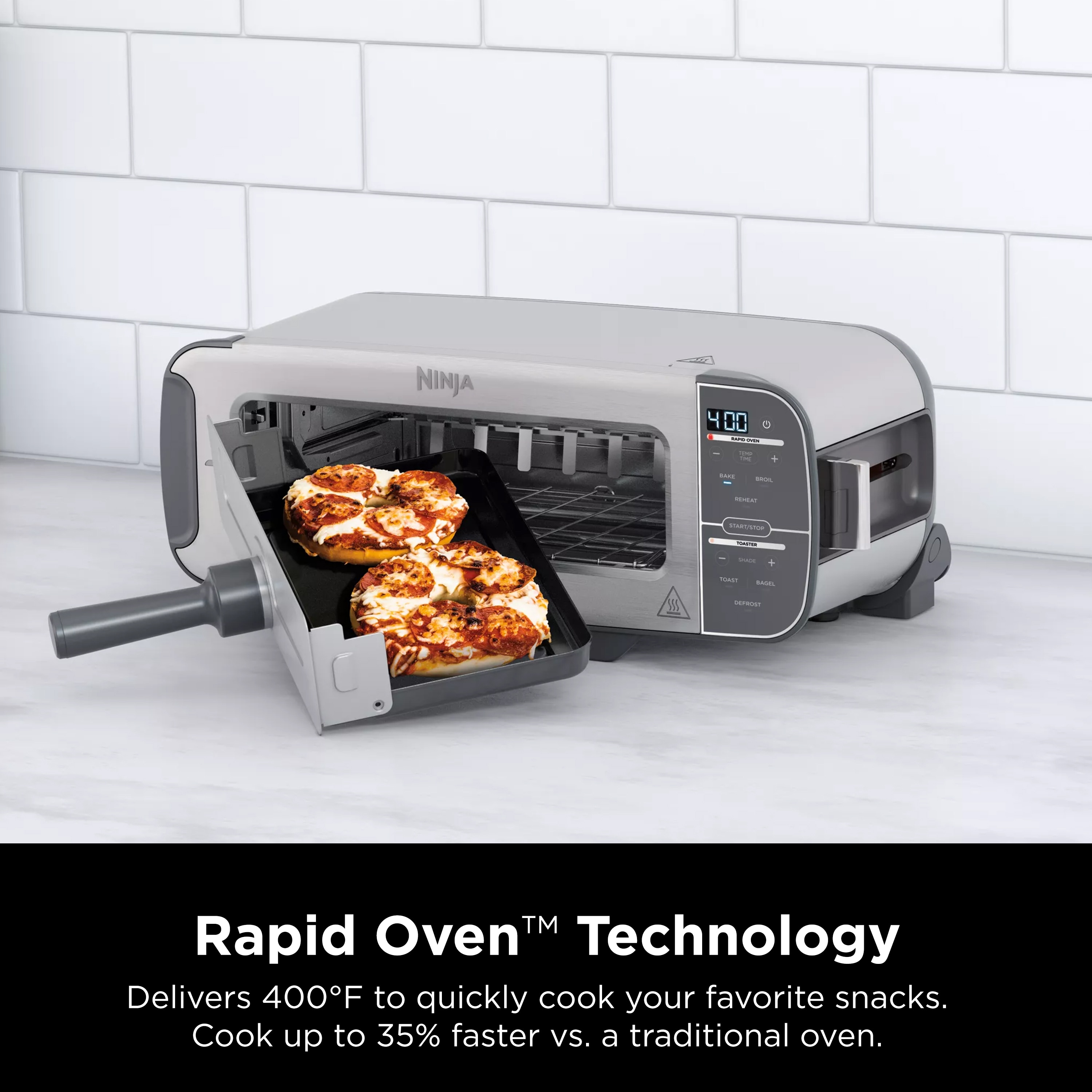 Ninja Foodi 2 In 1 Flip Compact Toaster Oven Reheat Stainless Steel 2 Slice Toaster St101 At 8934