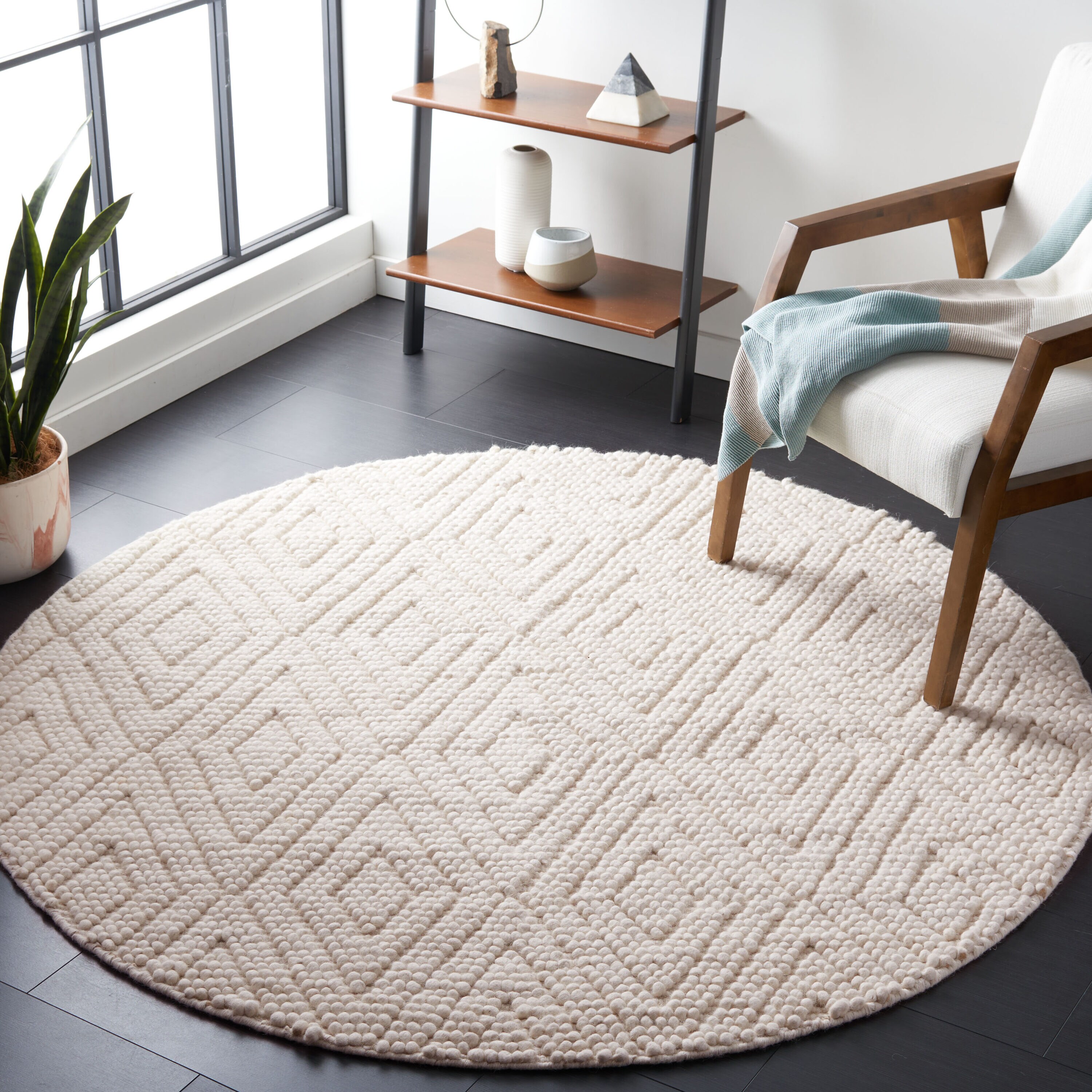  Natura 224 Ivory Contemporary 6ft x 6ft Round Rug