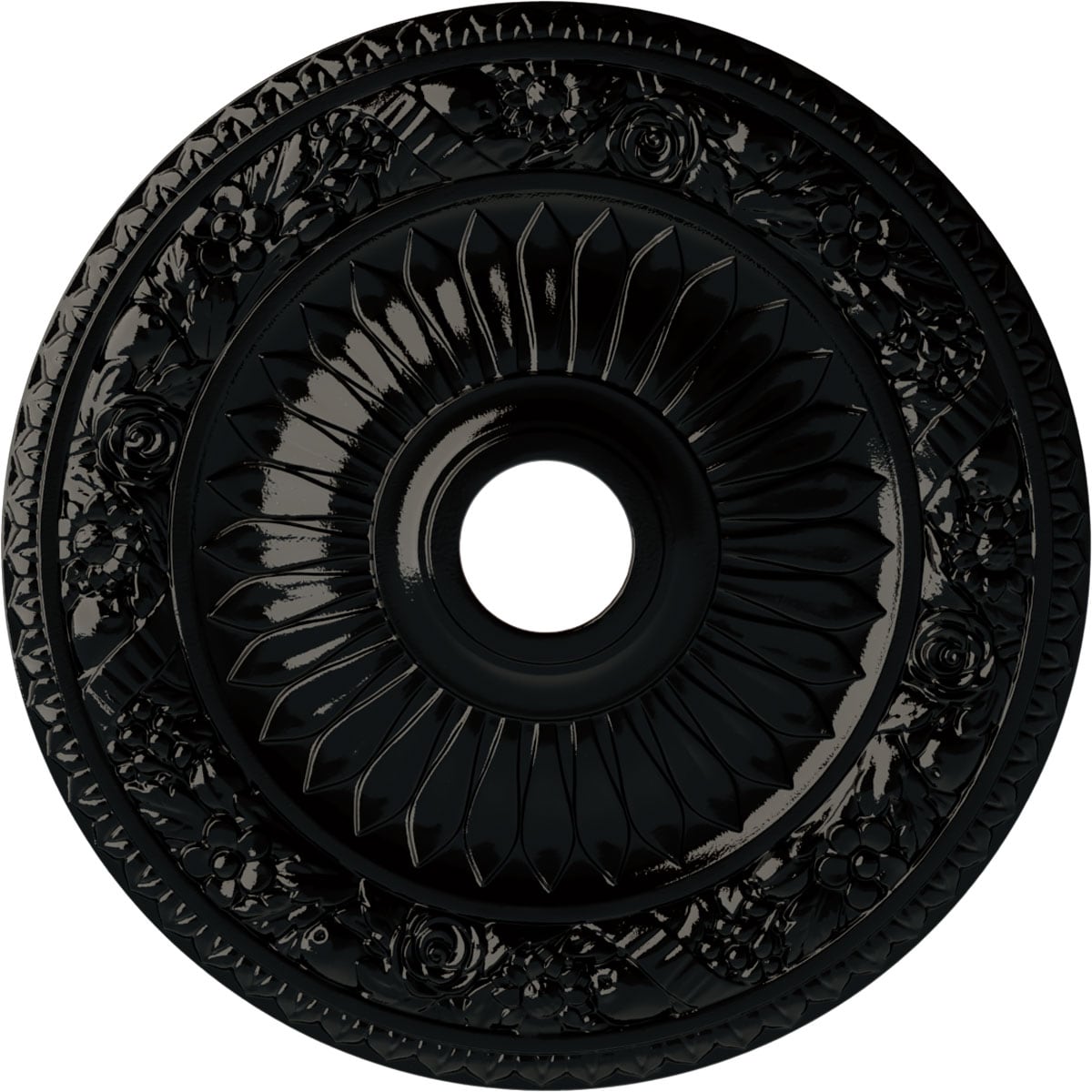 Ekena Millwork CM23BEBPS Bellona 23.625-in W x 23.625-in L Painted Black Pearl Polyurethane Whole Ceiling Medallion