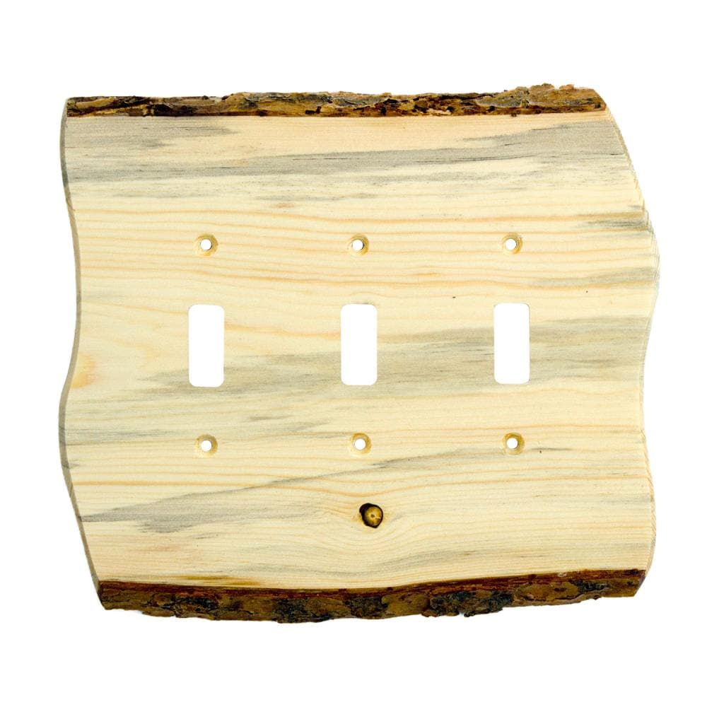 Sierra Lifestyles 682780 3 -Gang Specialty Size Blue Pine Wood Indoor Toggle Wall Plate