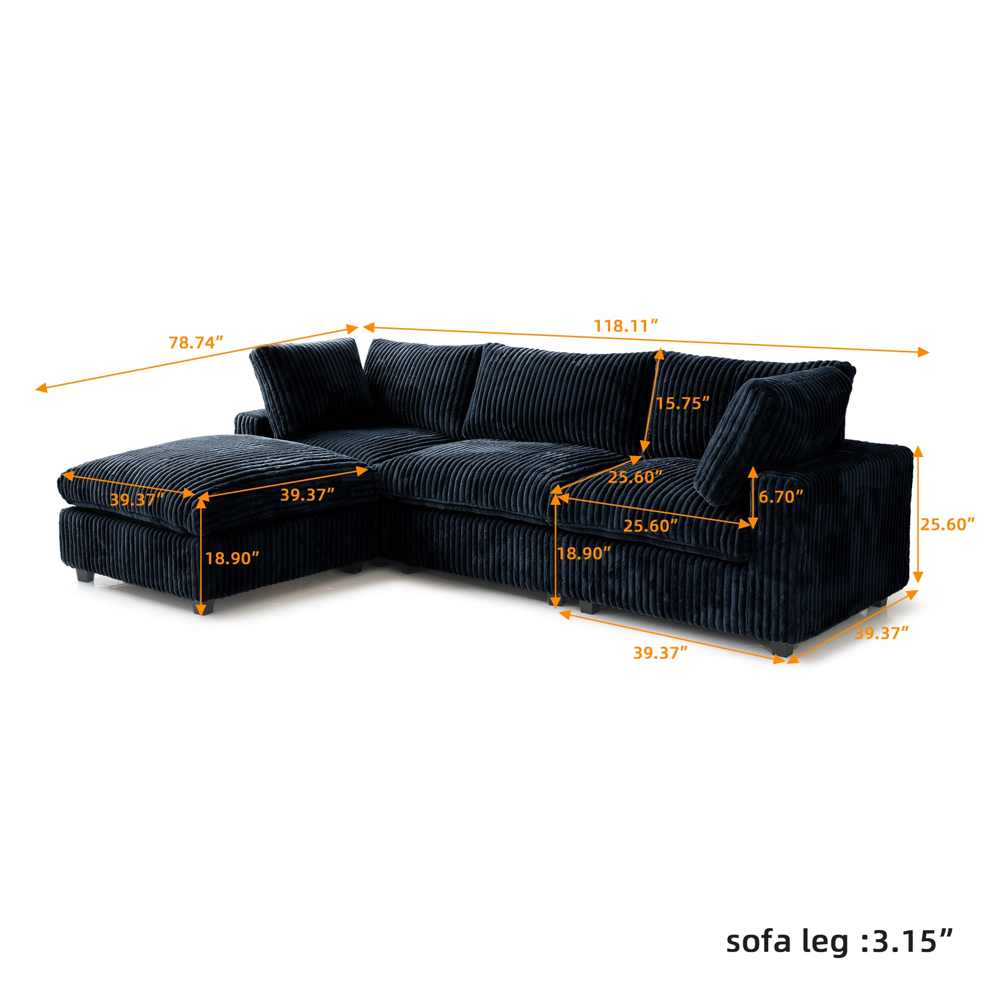BuotiqHom DH-SF3+1-141BK Sofas-Loveseats - View #3