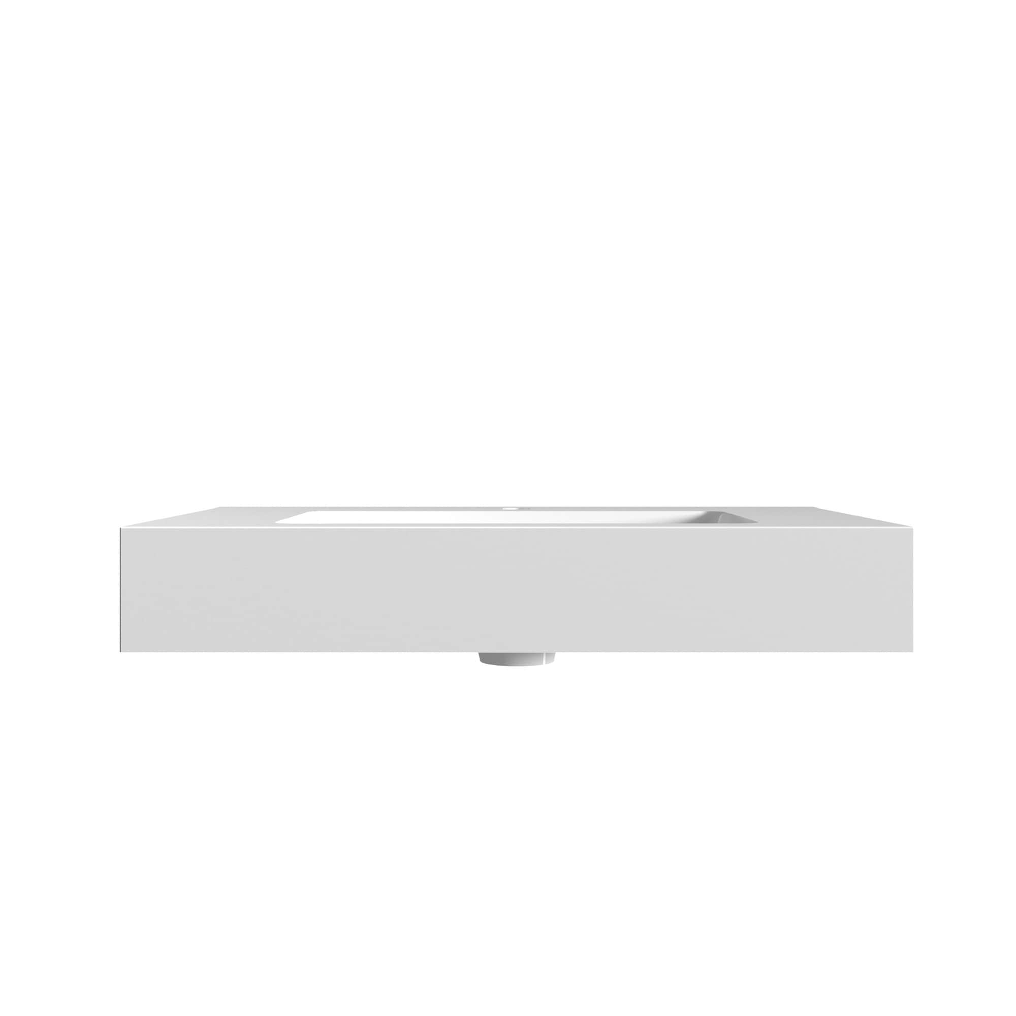 IAK 36 inch Glossy White Solid Surface Integrated Bathroom Sink with Overflow Feature