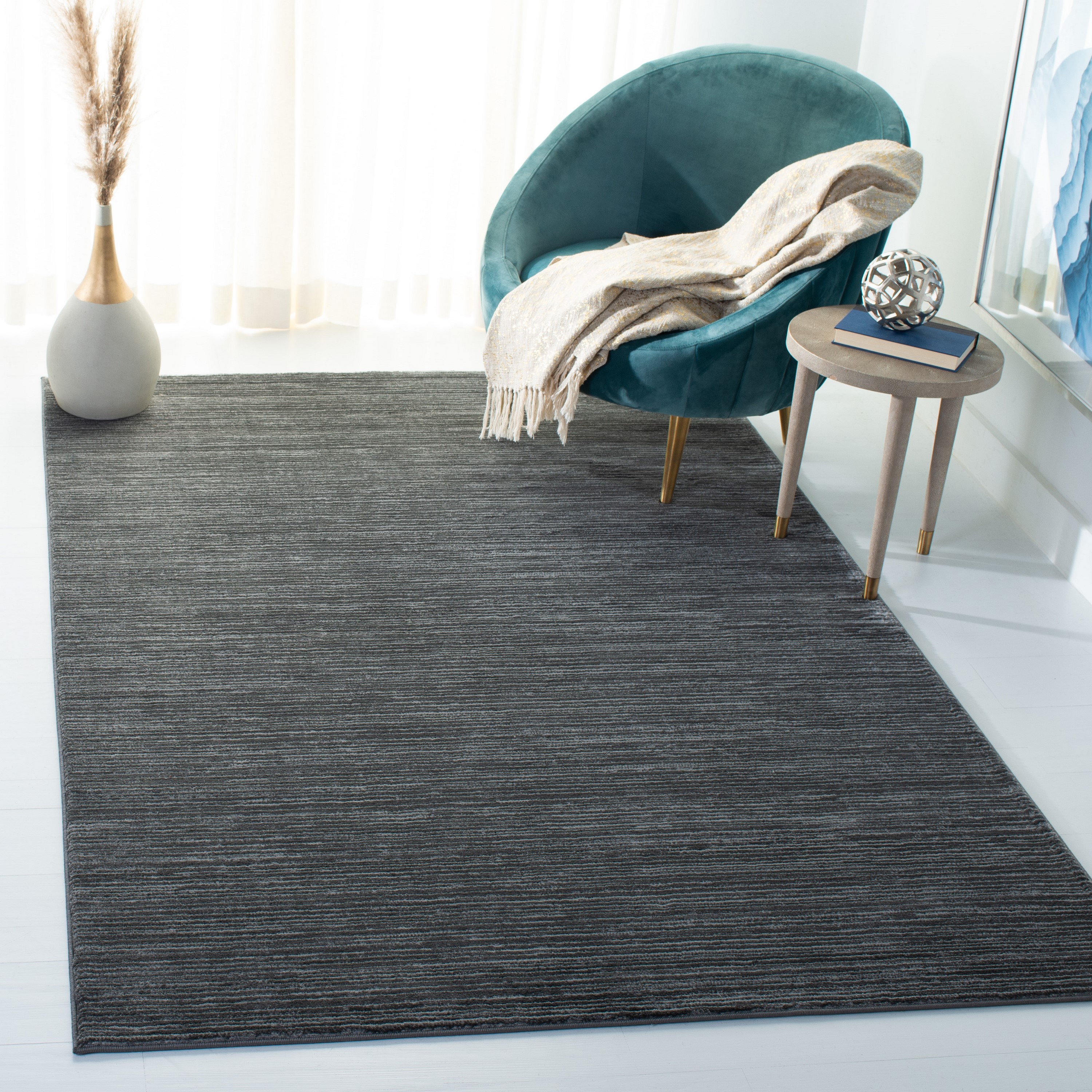 Safavieh VSN606D-2 Vision Tanasa 2 x 3 (ft) Loomed Polypropylene Gray Rectangular Indoor Stripe Mid-Century Modern Throw rug
