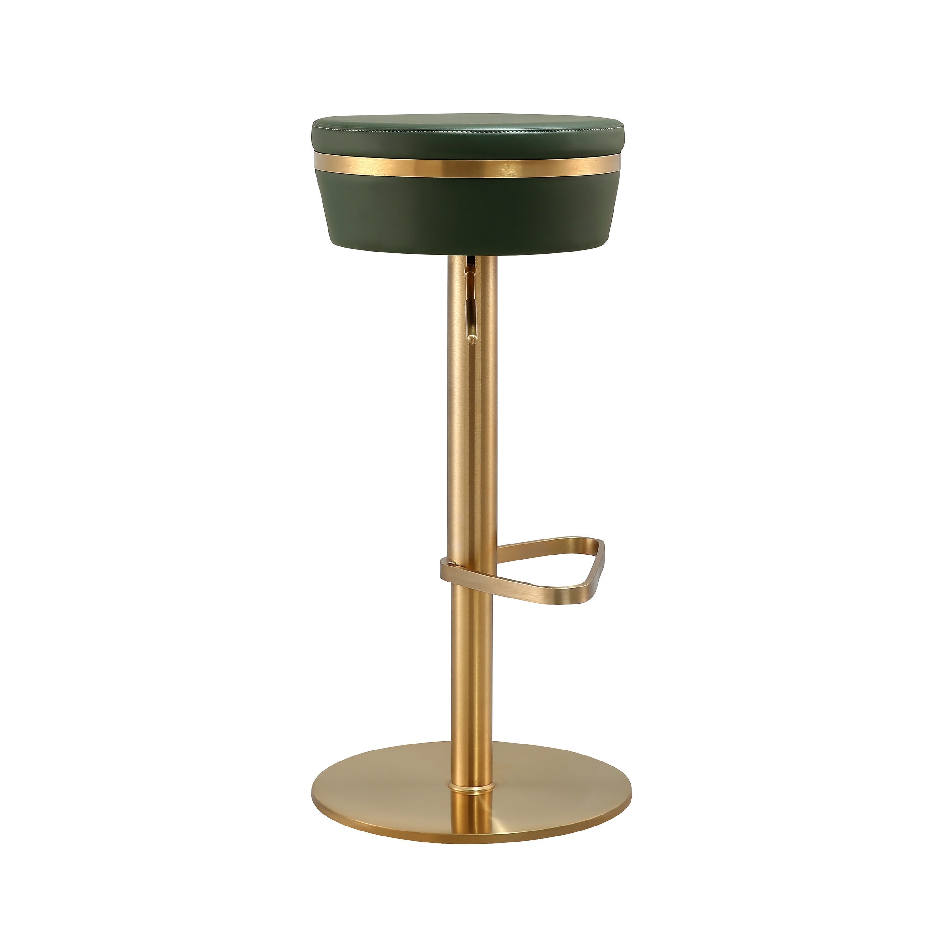 Malachite Green and Gold Adjustable Swivel Stool with Vegan Leather