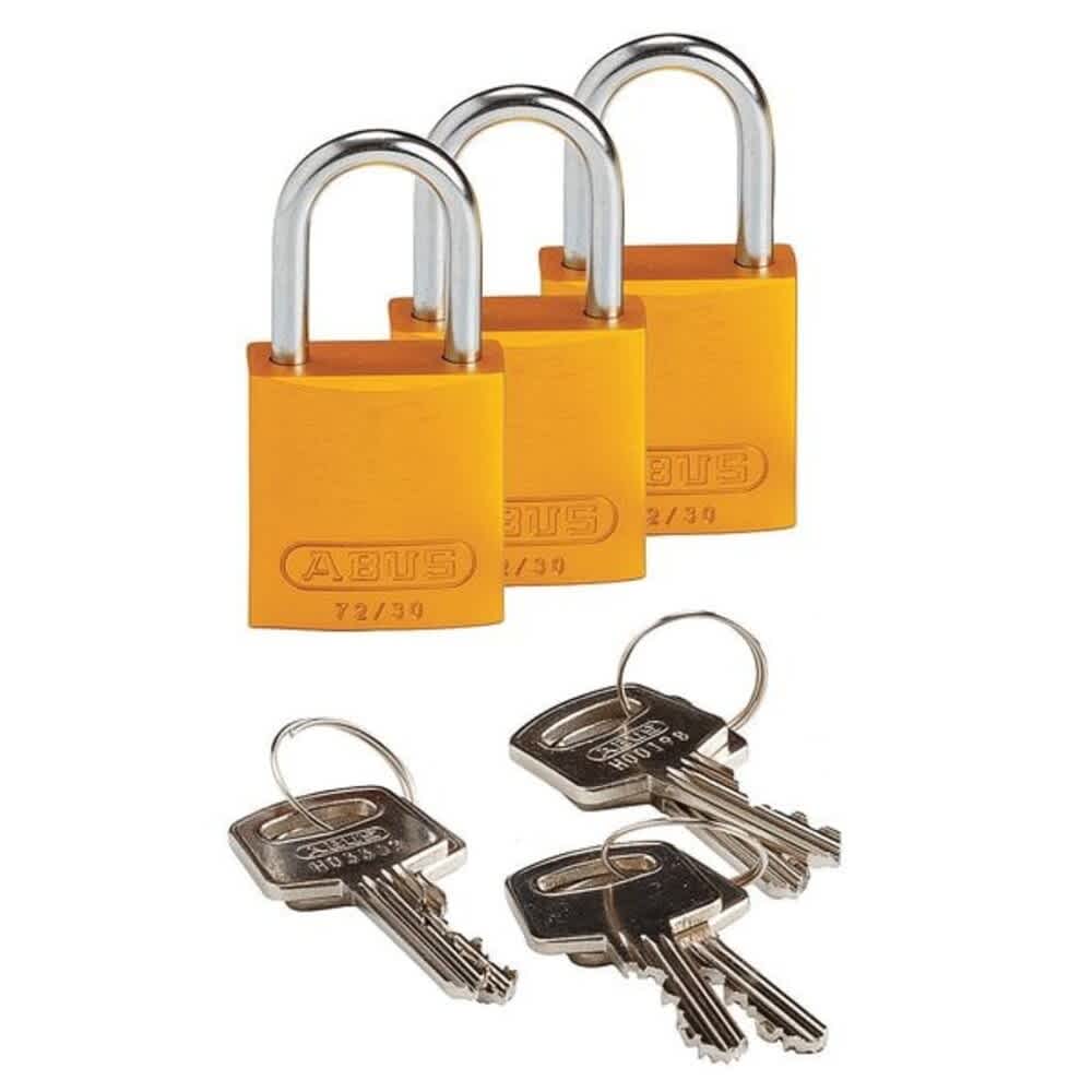 Brady  Lockout Padlock Keyed Alike Aluminum Yellow 1 in Shackle Height 1 1/4 in Body Width 3 PK