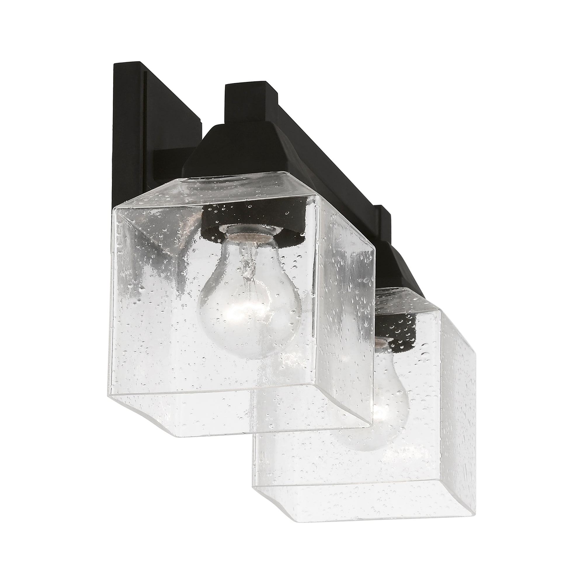 Aragon Seeded Glass Dual-Light Vanity Sconce in Black