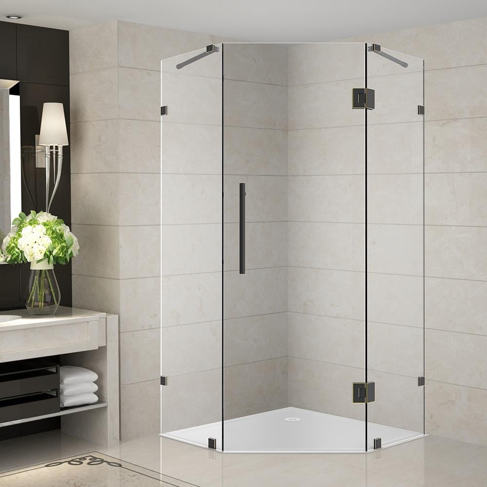 Aston SEN986ORB4210 Neoscape 42-in W x 72-Inches H Frameless Neo-angle Hinged Shower door 3/8-in Thick Clear Glass