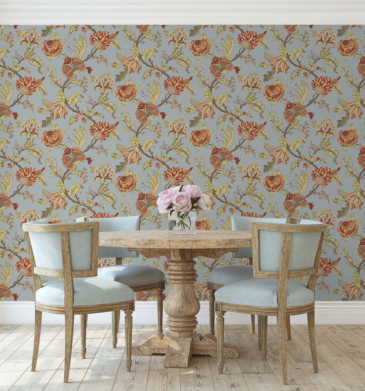Blue Dusk Floral Vinyl Self-Adhesive Peel and Stick Wallpaper