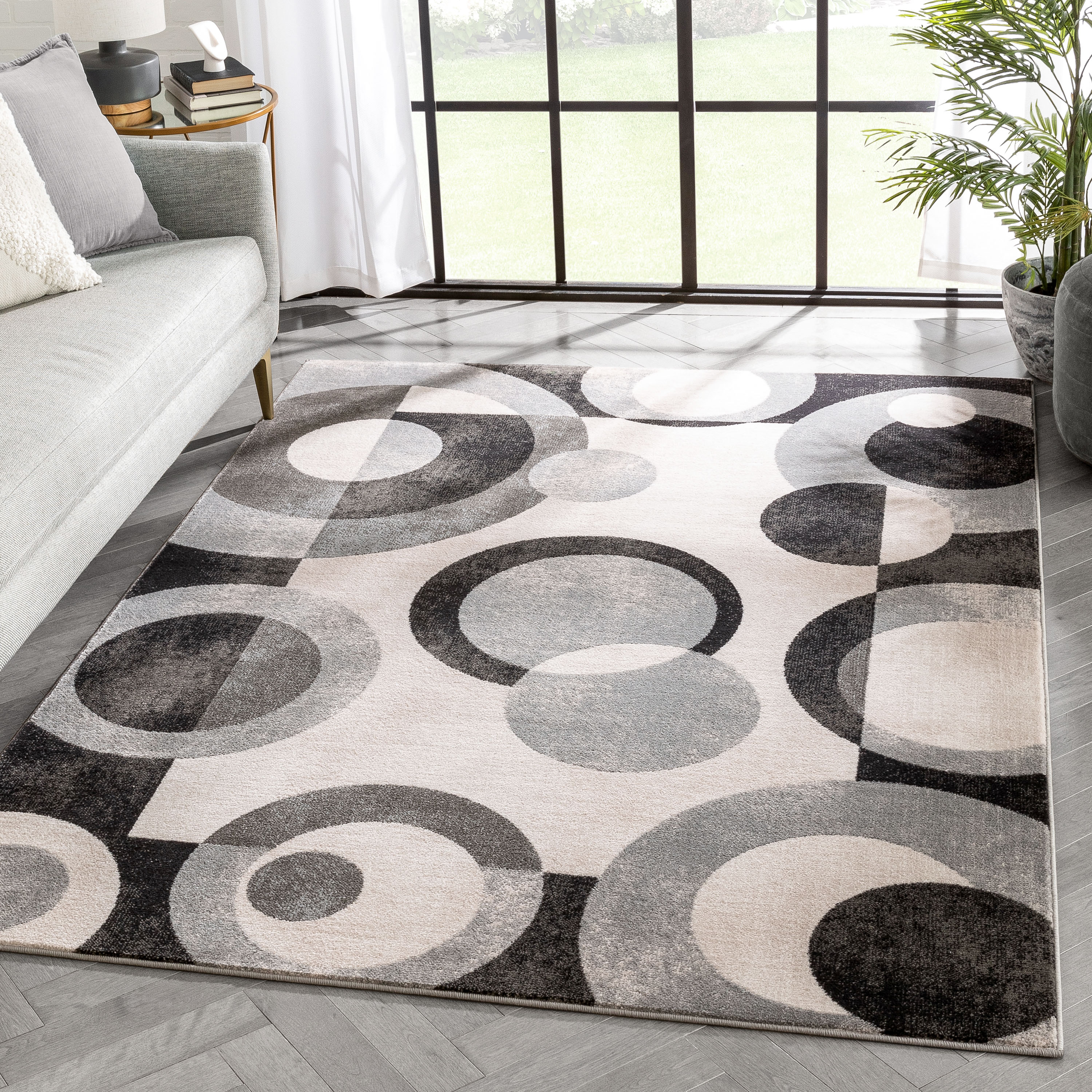 Well Woven 545177 Barclay 8 x 10 (ft) Loomed Polypropylene Grey Black Rectangular Indoor Geometric Global Area rug