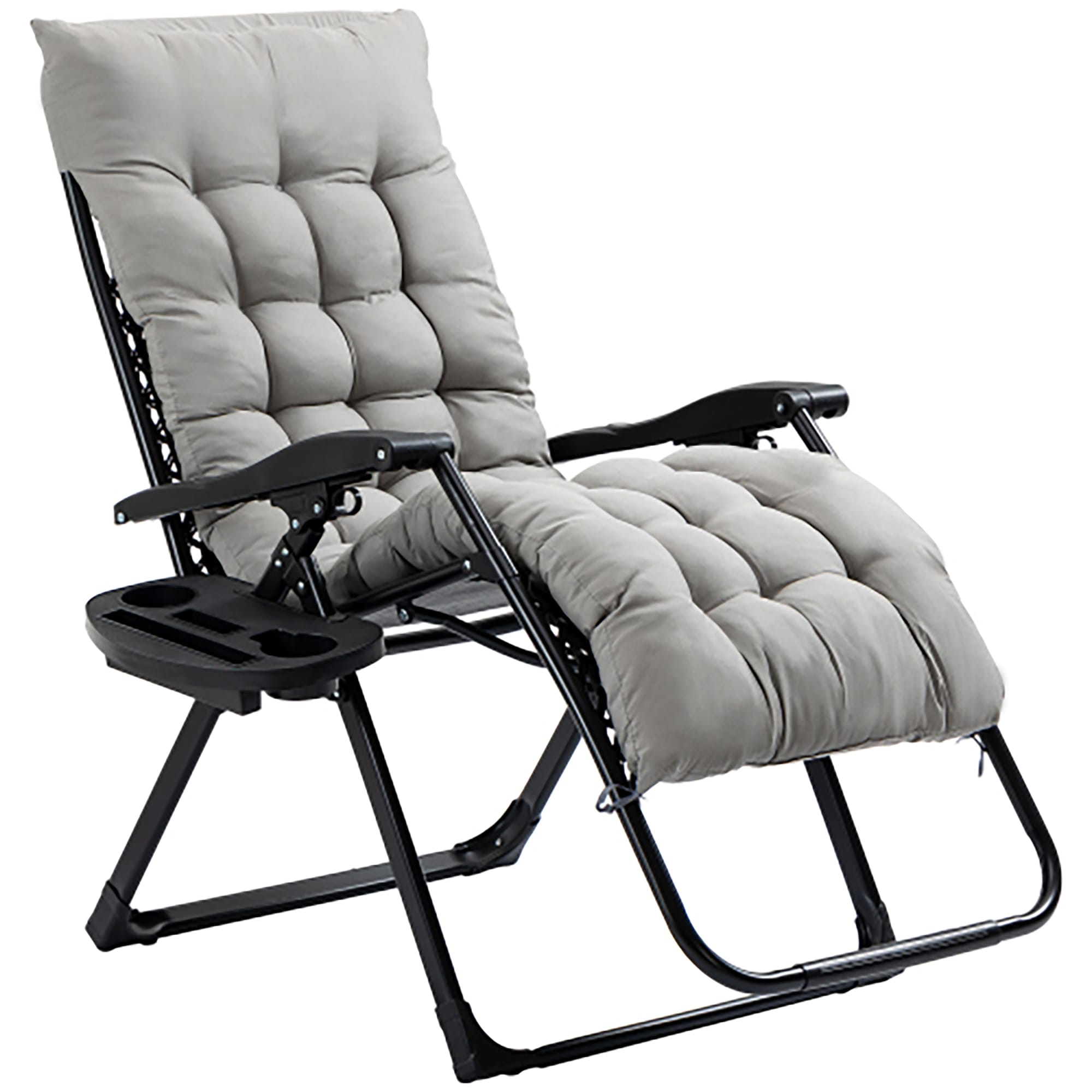 CASAINC WF-SM-B3-GY Reclining Lounge Chair Black Stainless steel Frame Stationary Zero Gravity Chair with Gray Mesh Seat