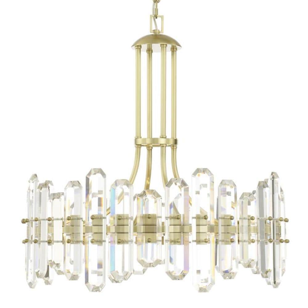 Crystorama BOL-8888-AG Bolton Polished Bronze Modern/contemporary Crystal For Use in Bedrooms, Dining Rooms, Foyers, Kitchens, Living Rooms Chandelier