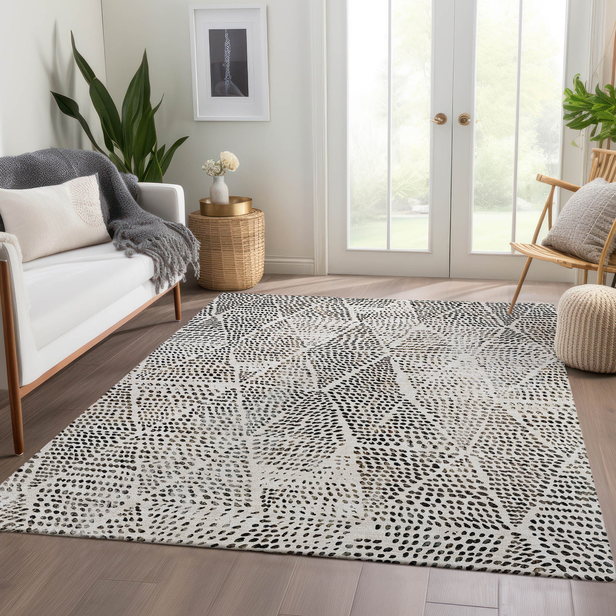 Addison Rugs ACN591IV9X12 Chantille ACN591IV 9 x 12 (ft) Polyester Ivory Rectangular Indoor/Outdoor Abstract Machine washable Area rug