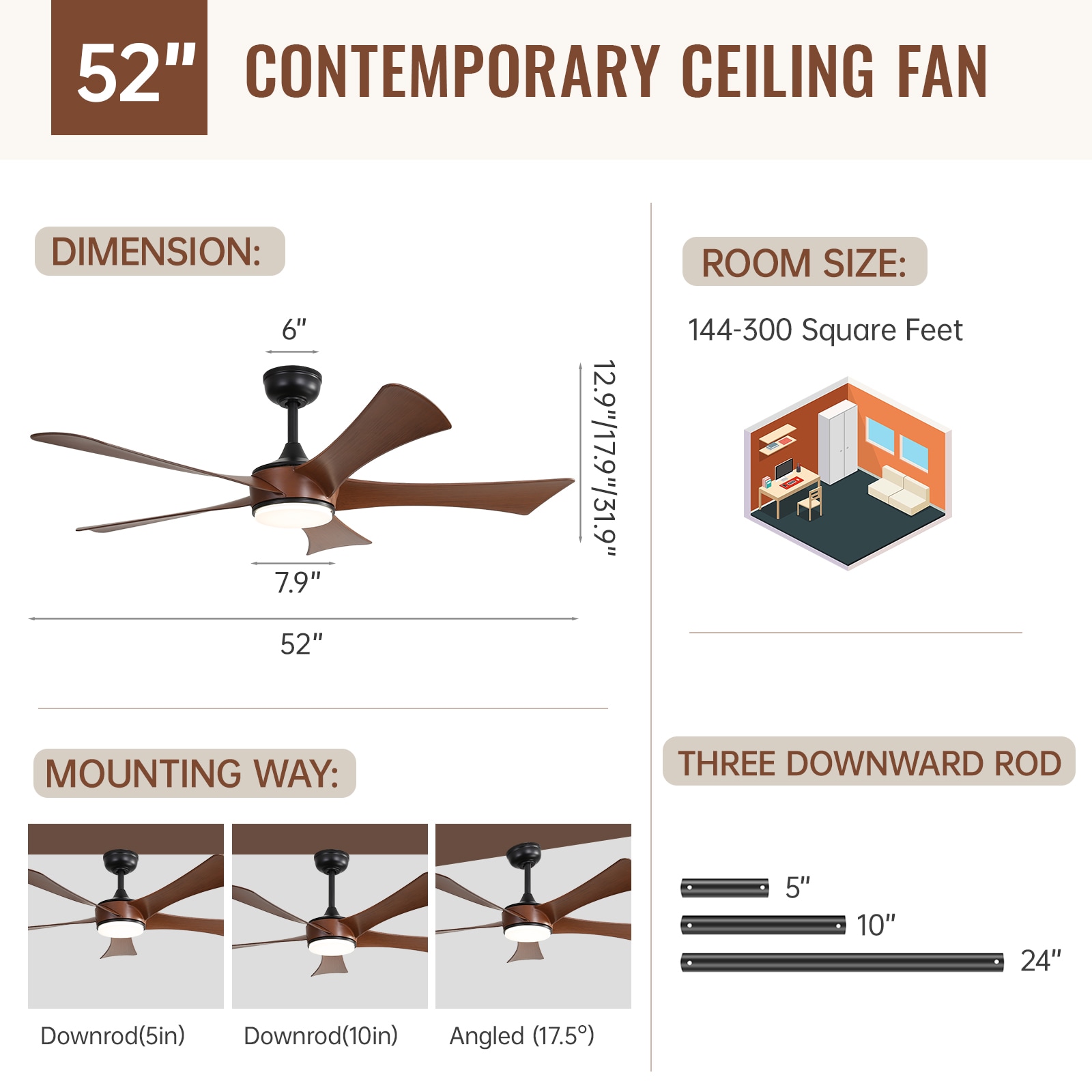 Sofucor LS-52K162-BK-SMW-60 Ceiling-Fans - View #6