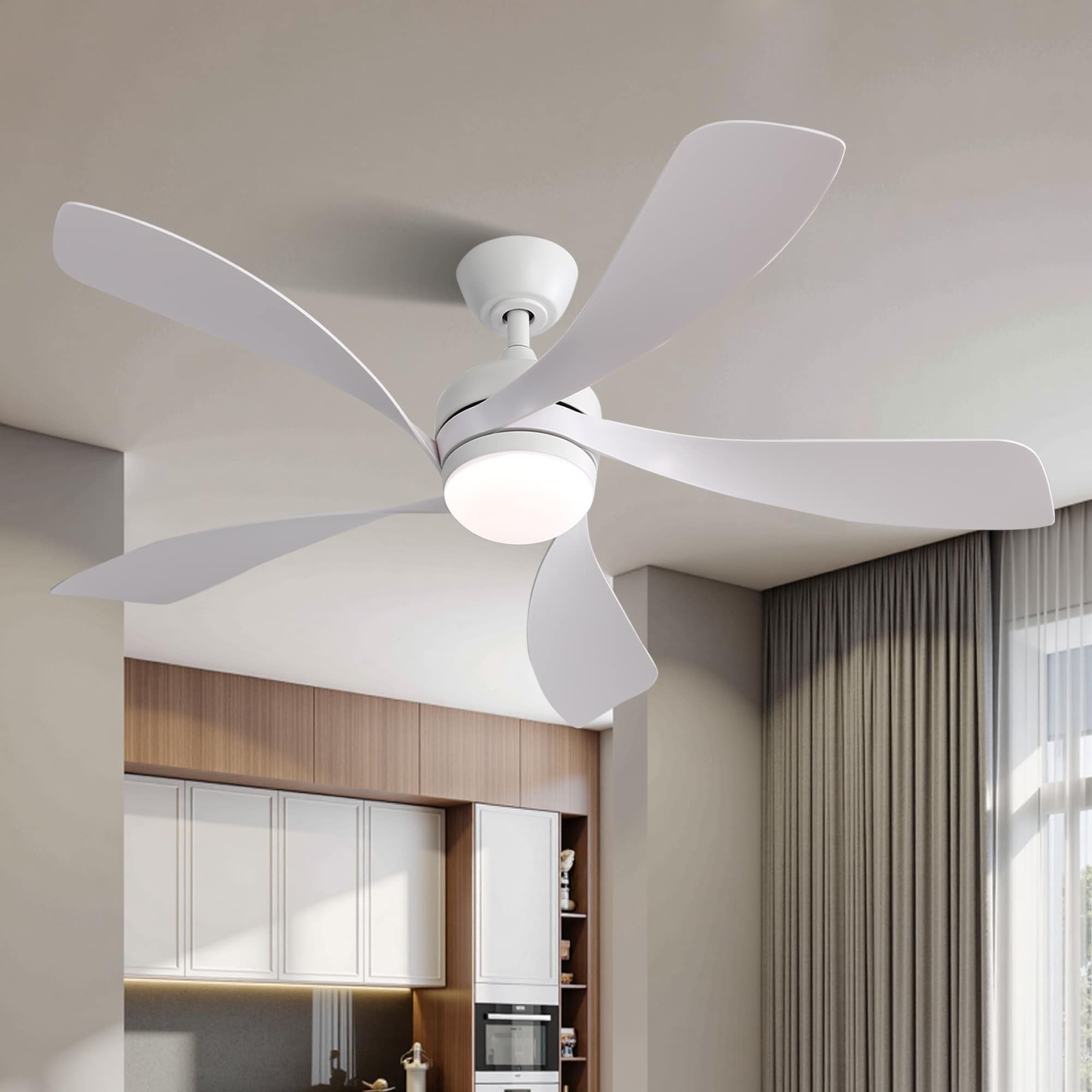 Sunrinx MG13-CF-08 52-in Color-Changing Integrated LED Outdoor White with White Blades Ceiling Fan With Light - Remote Included ( 5 -Blade )