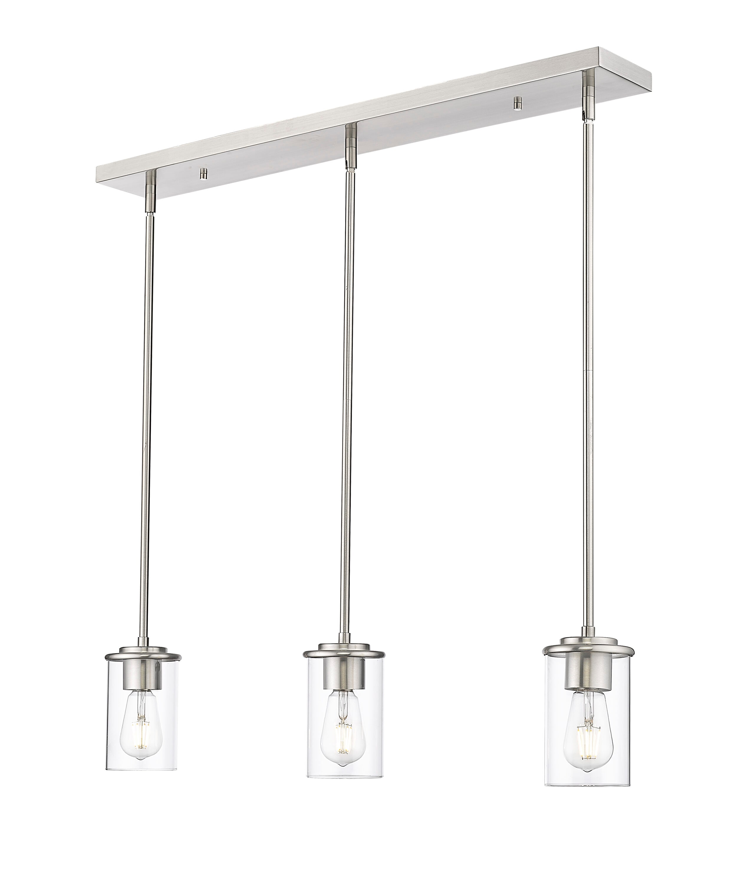 Z-Lite 742MP-3BN Thayer 3 -Light Brushed Nickel Modern/contemporary Clear glass Linear Mini Hanging Pendant light