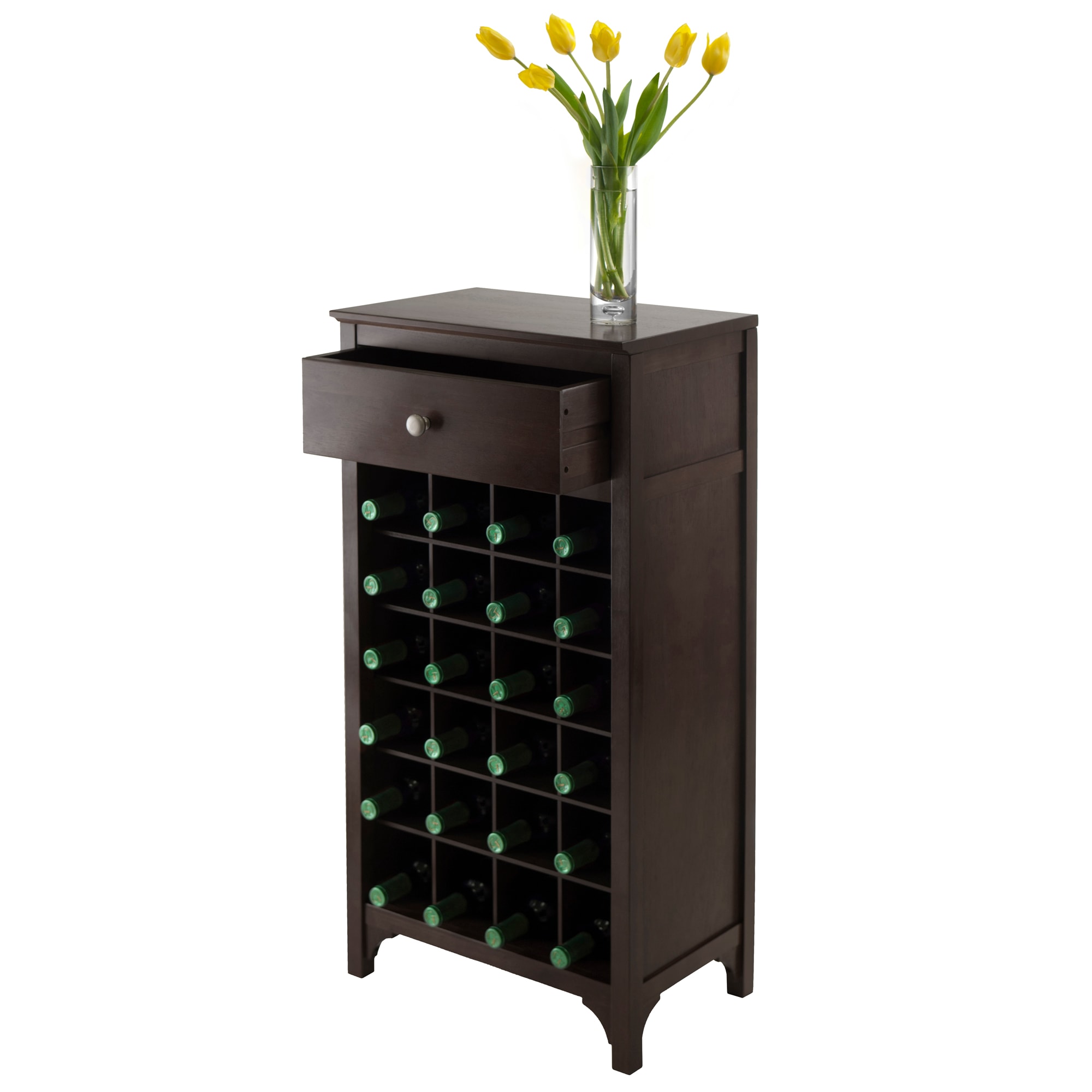 Espresso 24-Bottle Wine Cabinet with Drawer