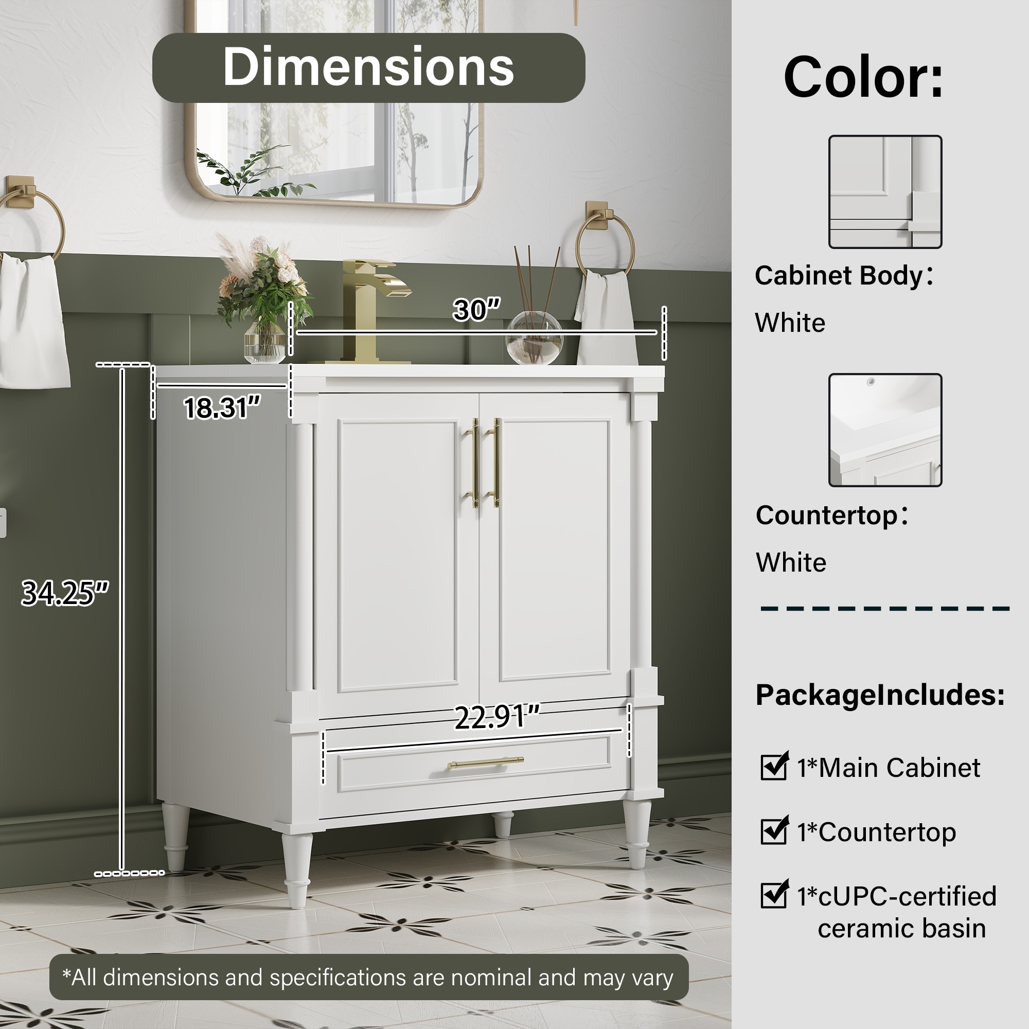 WELLFOR TO-AN-BV24WH Bath-Vanity-Combo - View #7