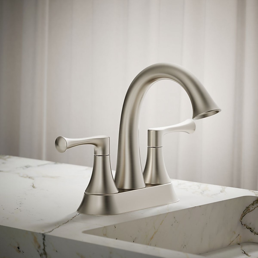 KOHLER Lilyfield Brushed Nickel 4-in centerset 2-handle KOHLER Lilyfield Brushed Nickel 4-in centerset 2-handle