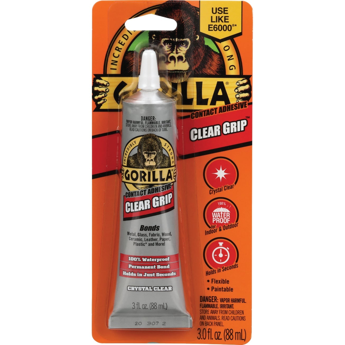 Gorilla  Clear Grip Adhesive Gel 3 Fl Oz Pack of 4 for Strong Flexible Bonds
