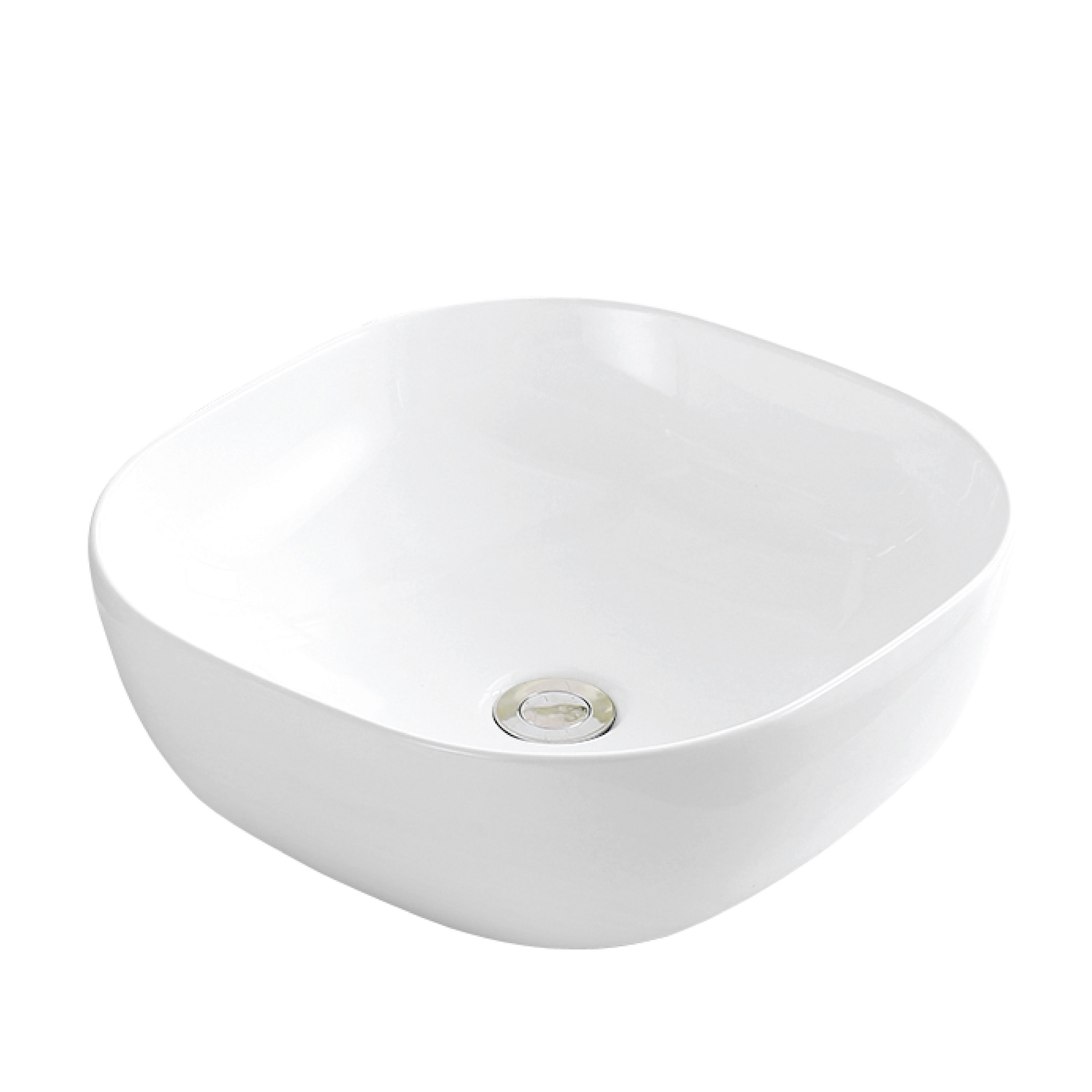 White Ceramic Square Above-Counter Vessel Bathroom Sink