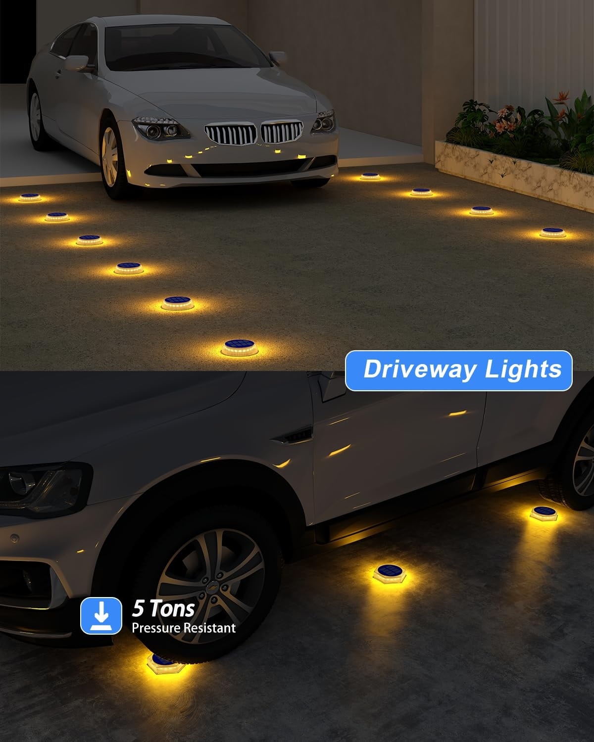 Etokfoks  Solar Step Lights 4 Pack Warm White IP68 Waterproof Outdoor Stair Deck Patio Driveway Lighting