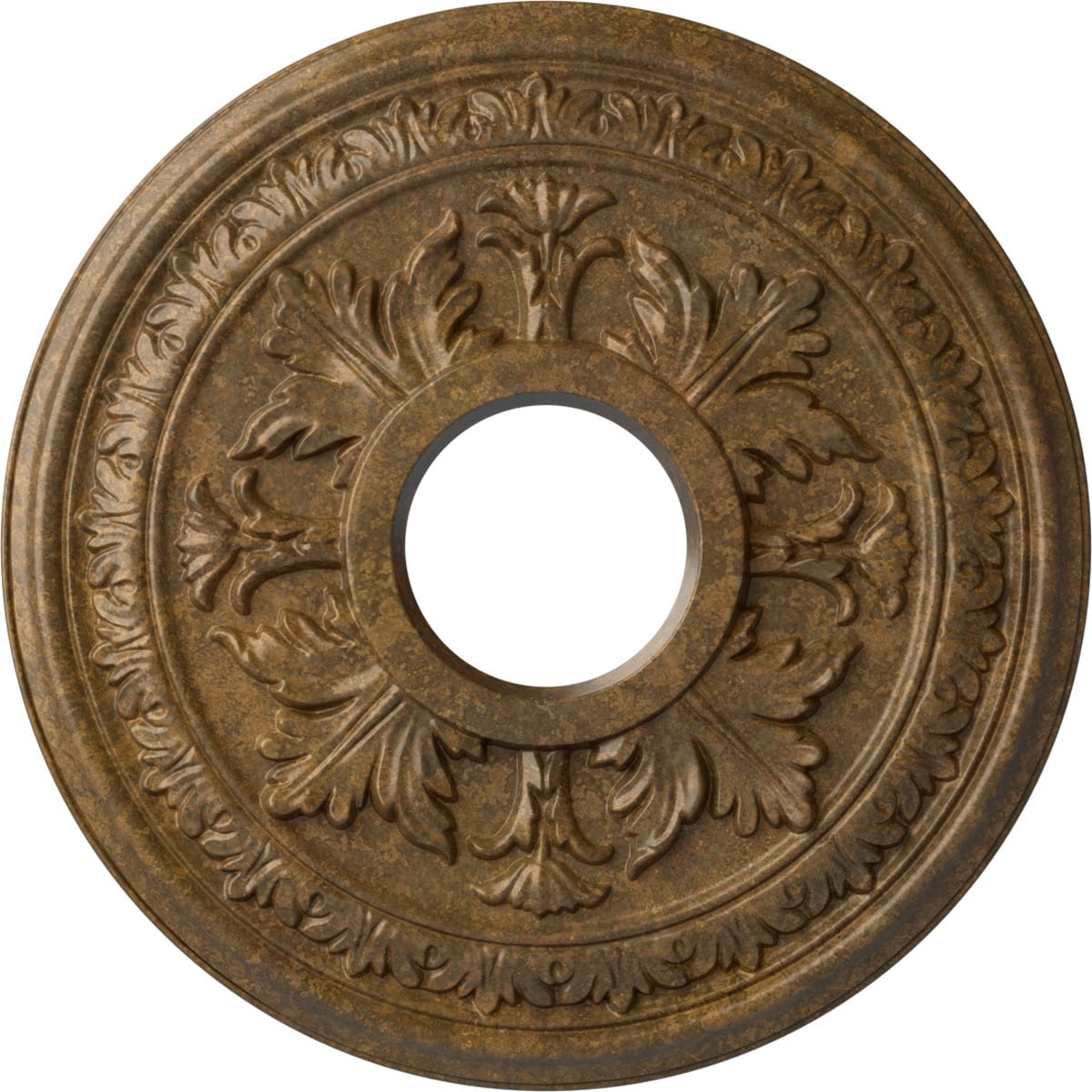 Ekena Millwork CM15BARZS Baltimore 15.375-in W x 15.375-in L Painted Rubbed Bronze Polyurethane Whole Ceiling Medallion