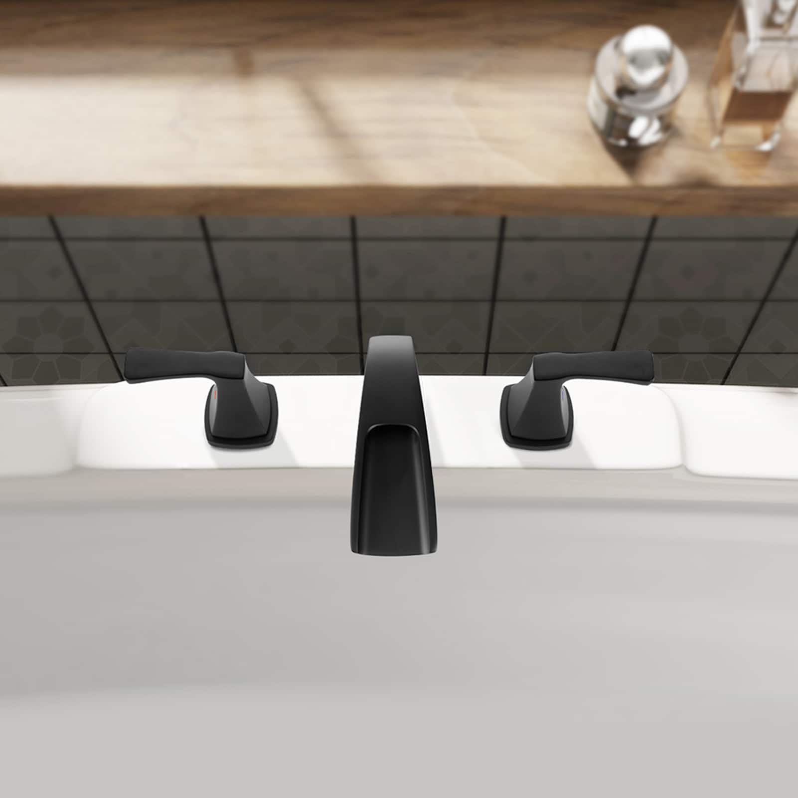 Doris Matte Black 2-Handle Waterfall Roman Tub Faucet