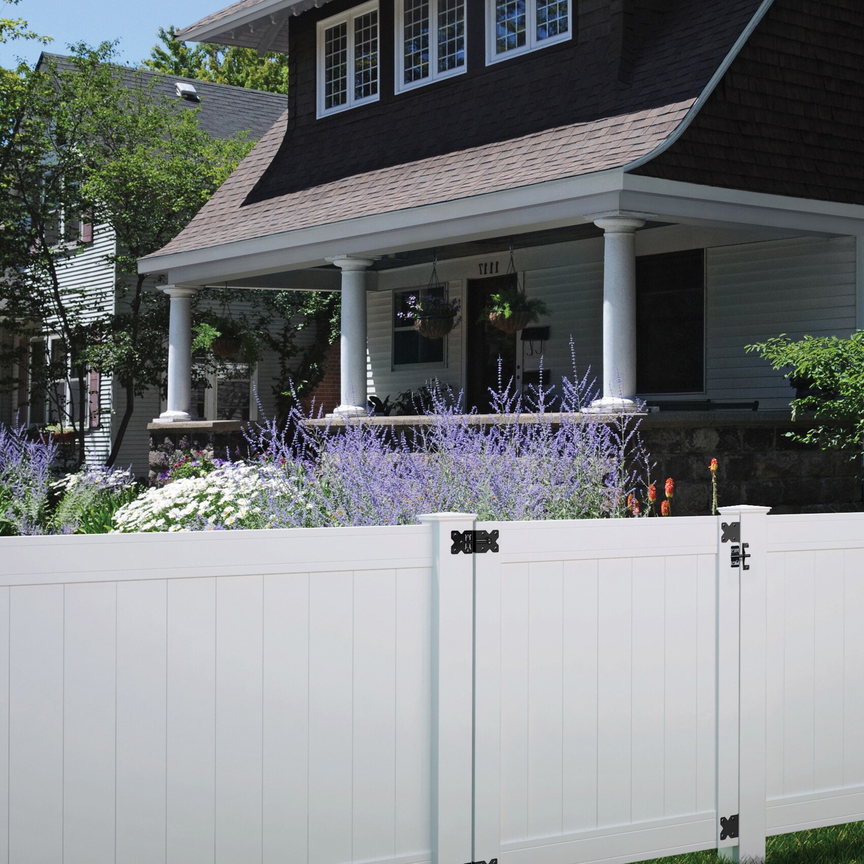 Outdoor Essentials Woodbridge 4-ft H x 4-ft W White Privacy Vinyl Flat-top Fence Gate (Unassembled)