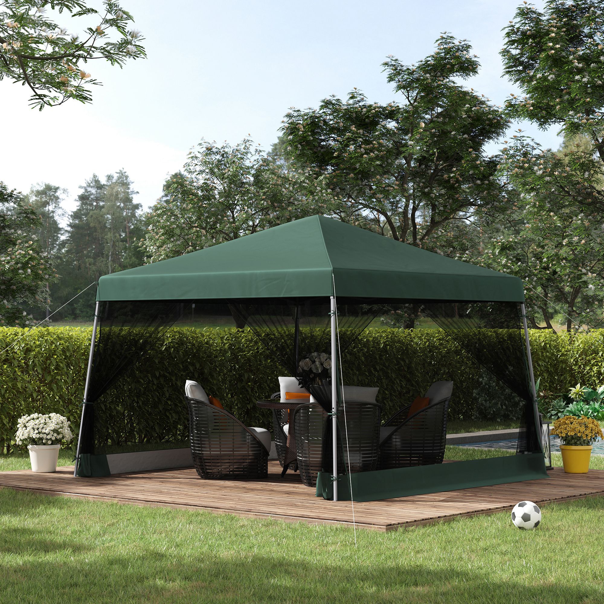 CASAINC CA007K-GAZ 9.7-ft x 9.7-ft Pop Up Canopy Tent Green Grill Gazebo with Soft Top Roof