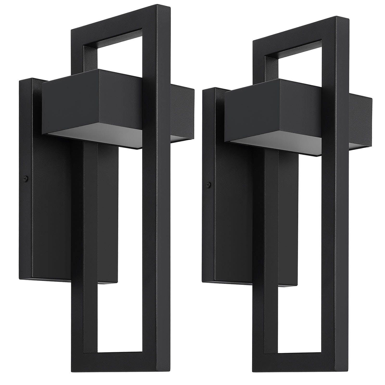 LamQee 2-Pack 13.6-in Black Integrated Outdoor Wall Light in the