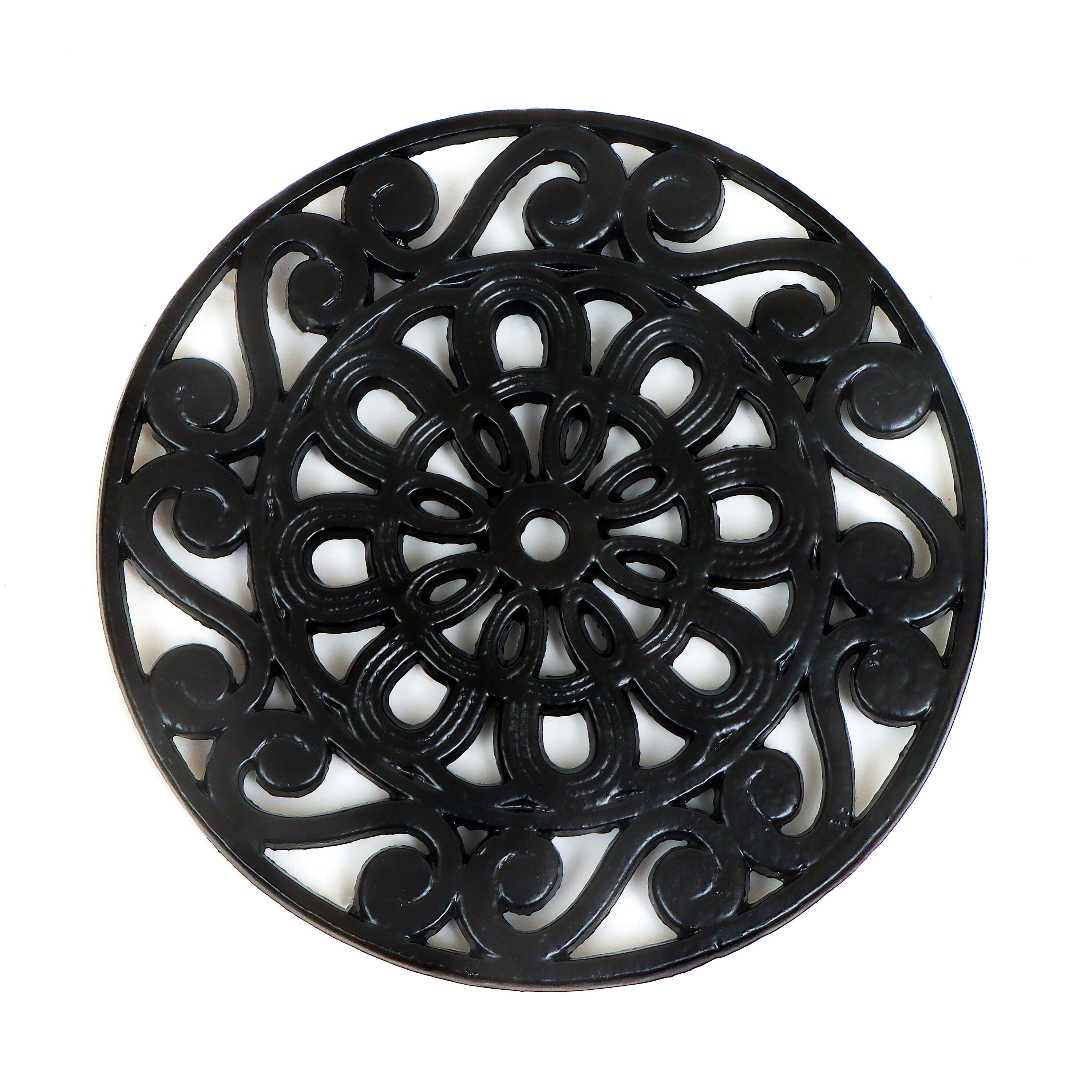 Trademark Innovations Set of 3 Decorative Cast Iron Metal Trivets Black
