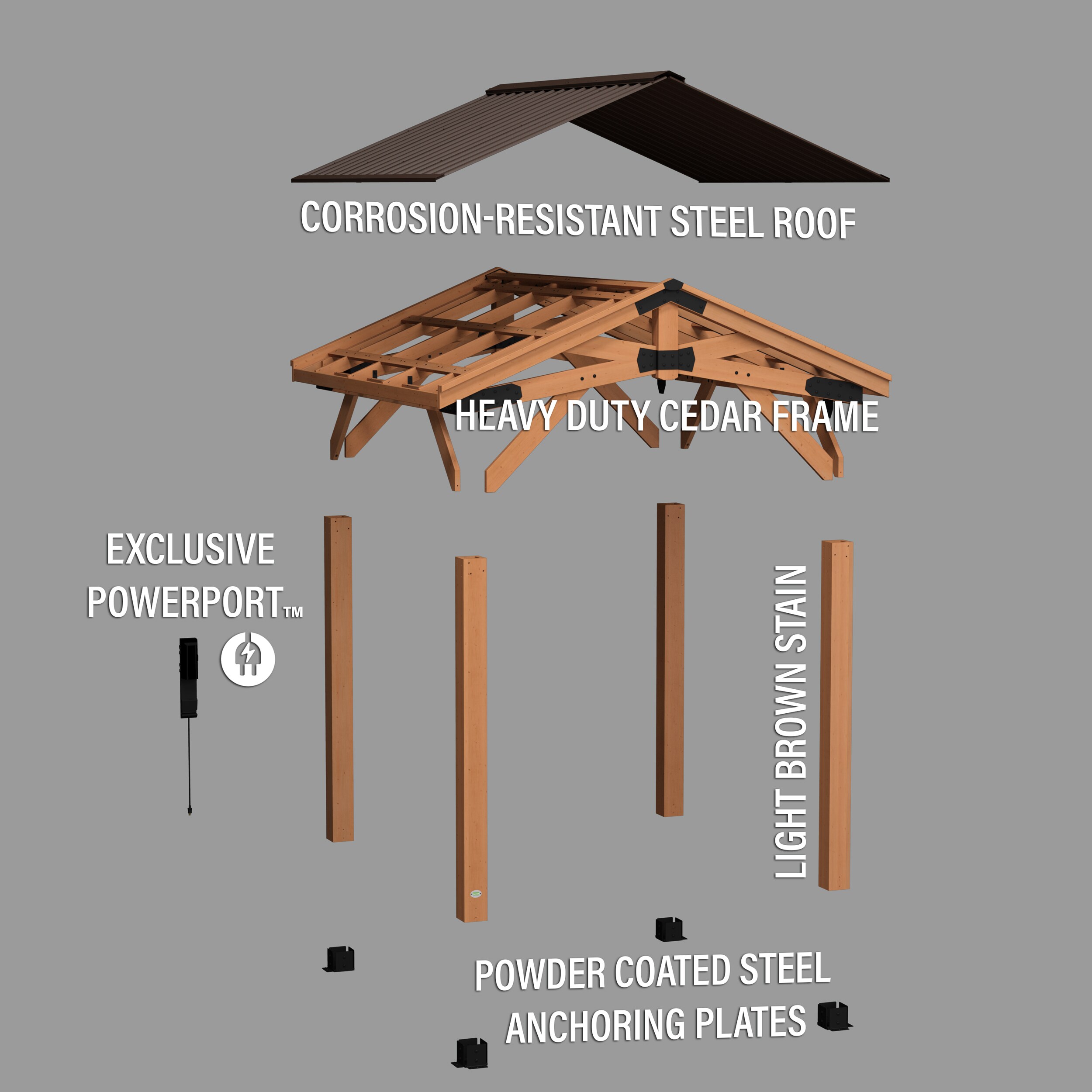 Norwood Cedar and Steel 10x10 Outdoor Gazebo