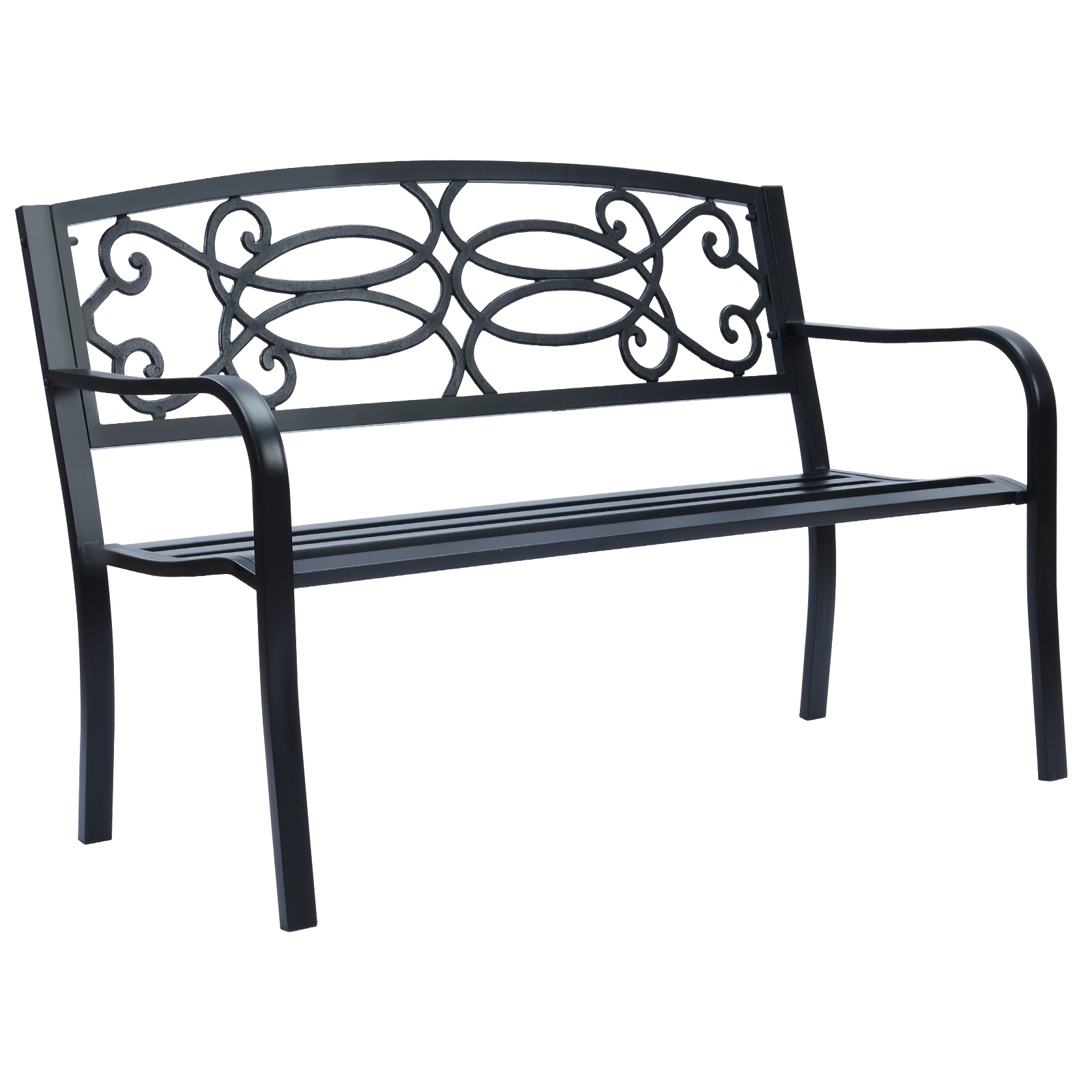 Patio Premier PatioPremier 50-Inches W x 32-Inches H Black Steel Traditional Bench #2L3051