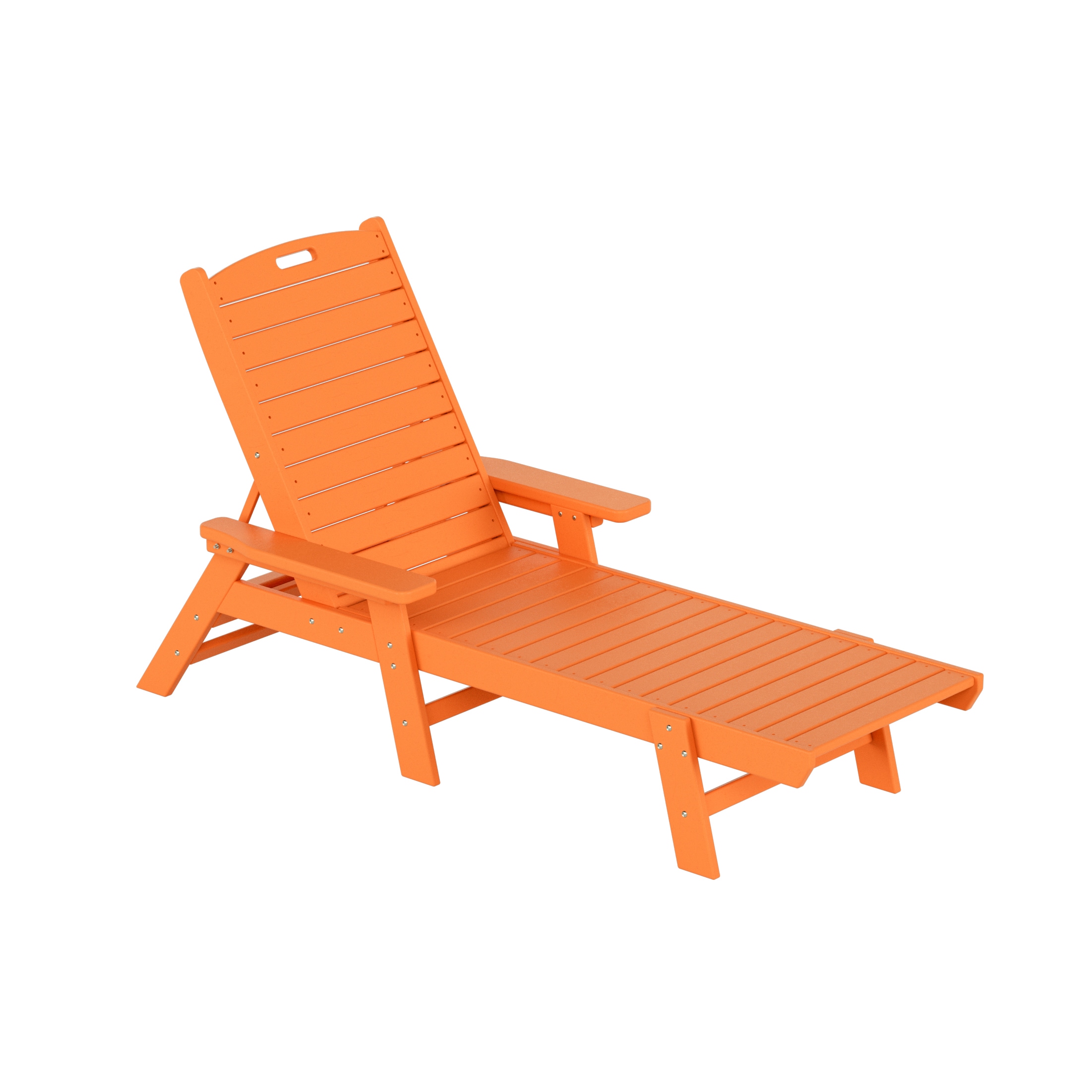 Westin Furniture OP2003-OR Laguna Stackable Orange Plastic Frame Stationary Chaise Lounge Chair with Slat Seat