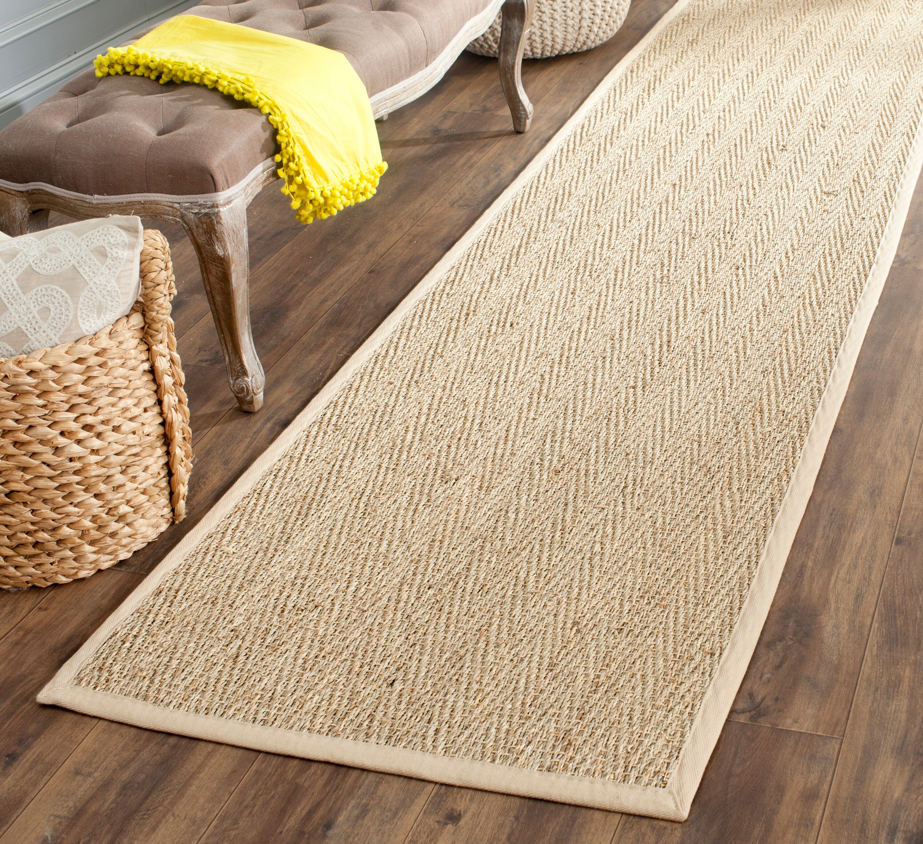 Safavieh NF115A-210 Natural Fiber Montauk 2 x 10 (ft) Loomed Seagrass Natural/Beige Rectangular Indoor Chevron Coastal Runner rug