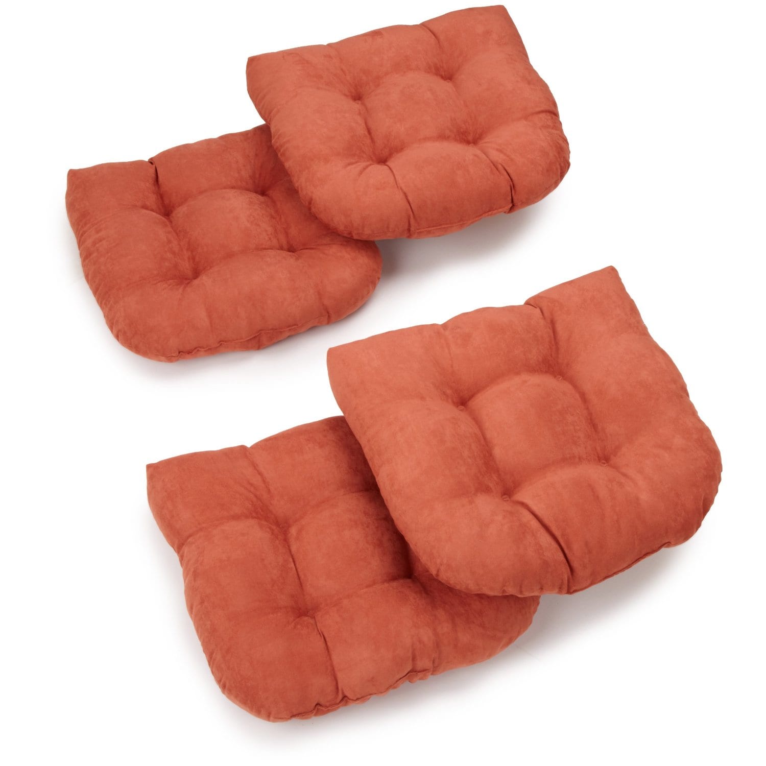 Blazing Needles Set of 4 Tufted Microsuede Indoor Chair Cushions