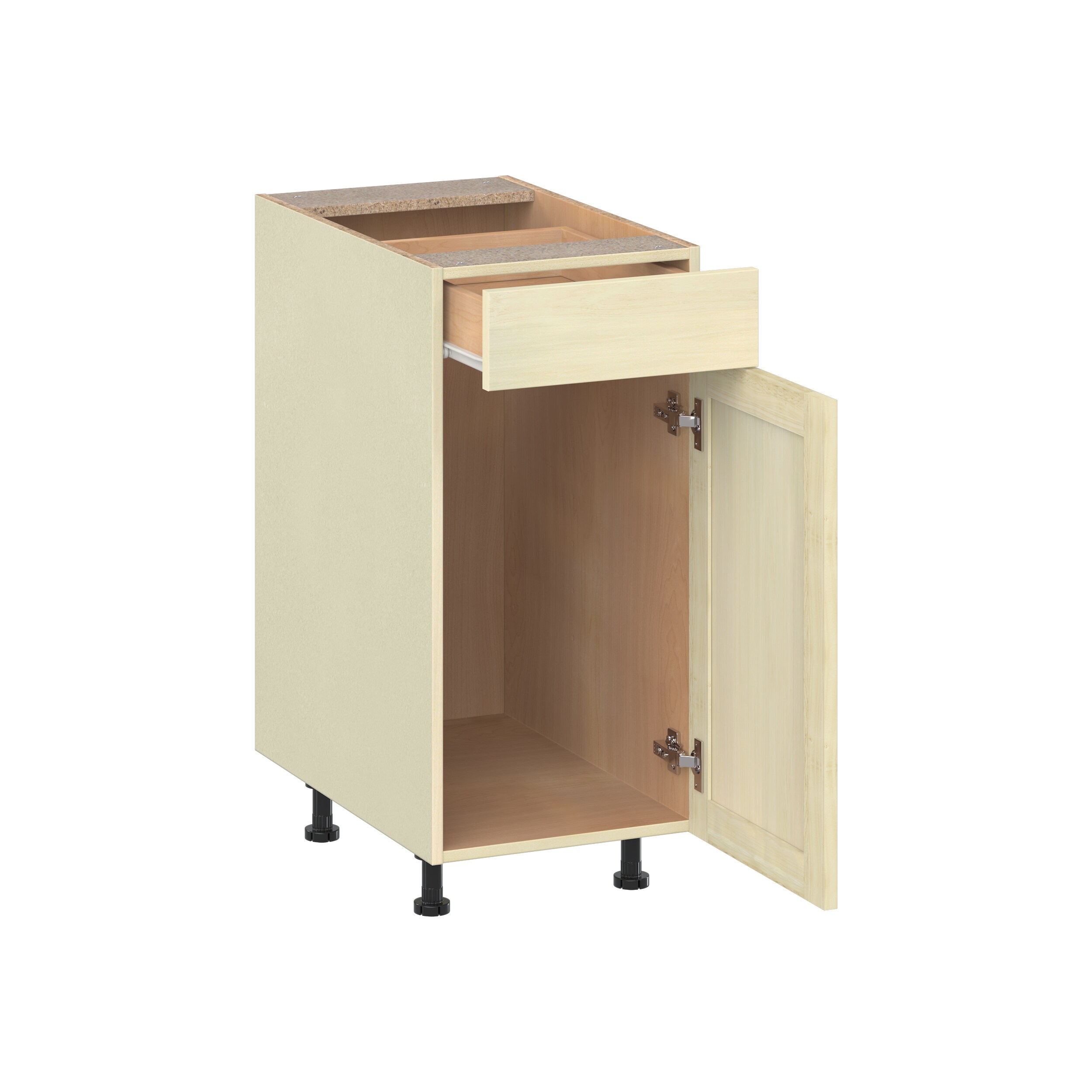 Project Source Omaha Unfinished 60-in W x 34.5-in H x 24.5-in D Unfinished Poplar Sink Base Ready to Assemble Cabinet Recessed Panel Shaker Door