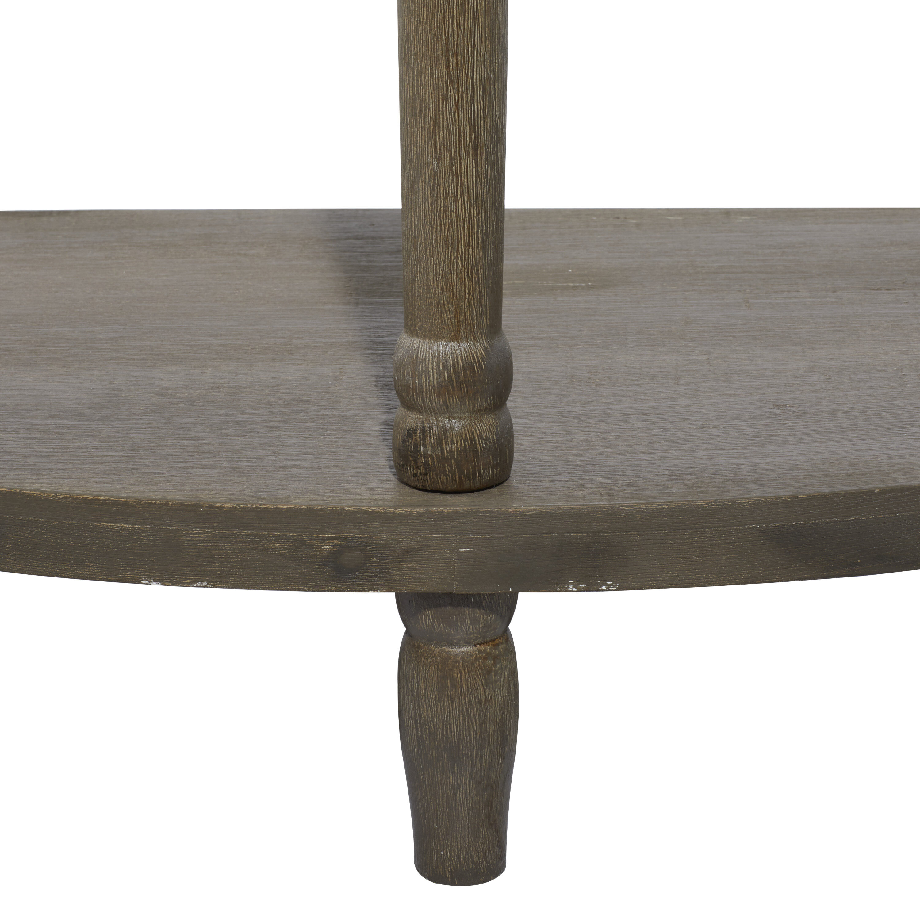 Beige and Gray Metal Wood Half Moon Console Table