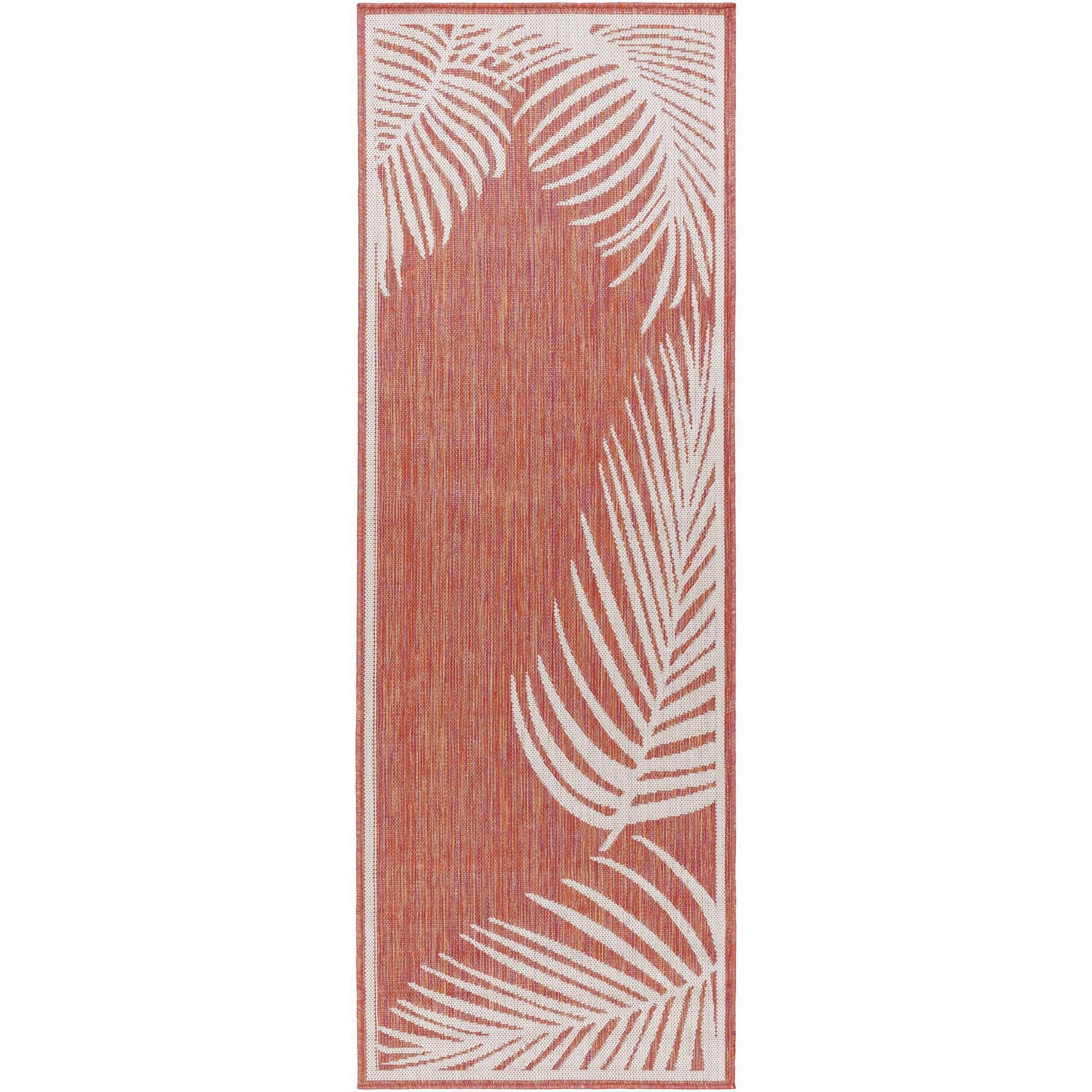 Livabliss LBH2351-2773 Long Beach 3 x 8 (ft) Polypropylene Red Orange Rectangular Outdoor Floral/Botanical Coastal Runner rug