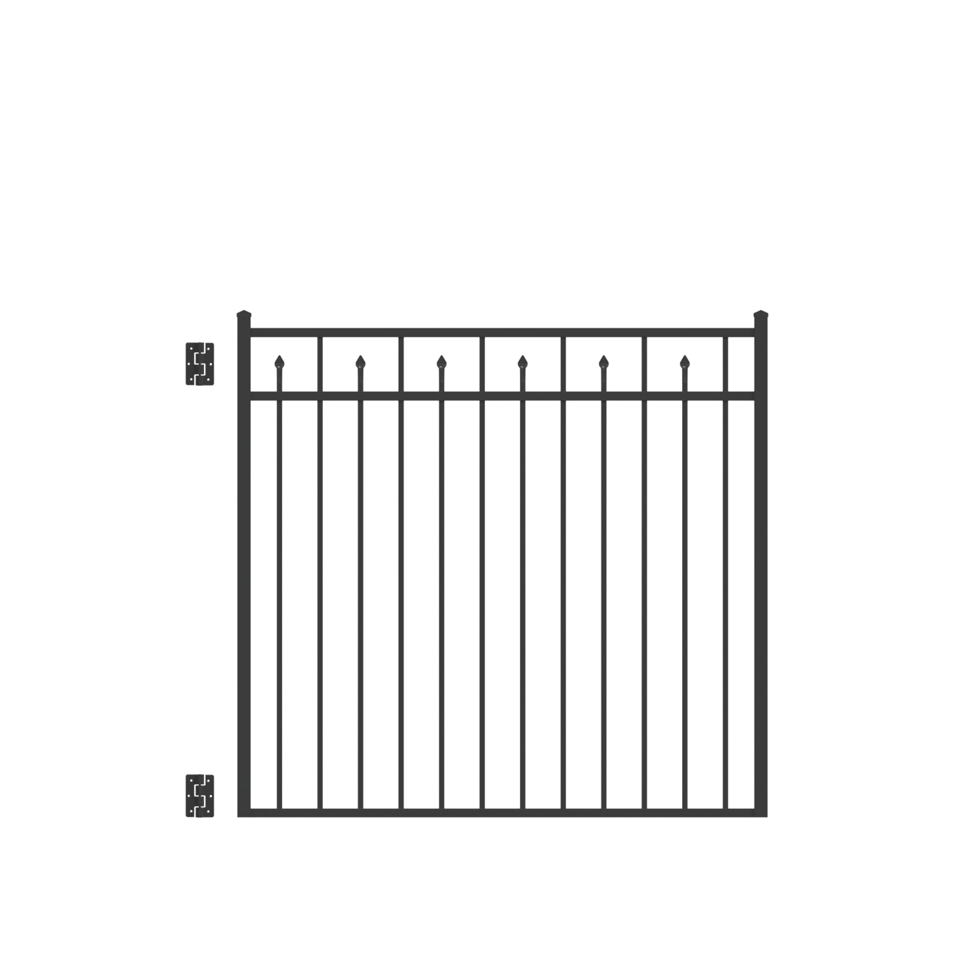 Freedom 73009532 Concord 5-ft H x 4-1/2-ft W Black Aluminum Decorative Walk-thru Spaced picket Fence gate