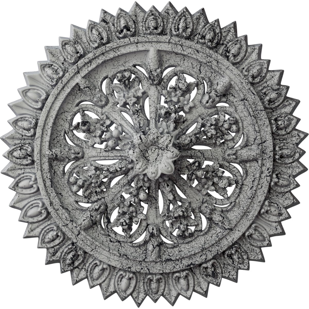 Ekena Millwork CM24LAUWC Lariah 24.75-in W x 24.75-in L Painted Ultra Pure White Crackle Polyurethane Whole Ceiling Medallion
