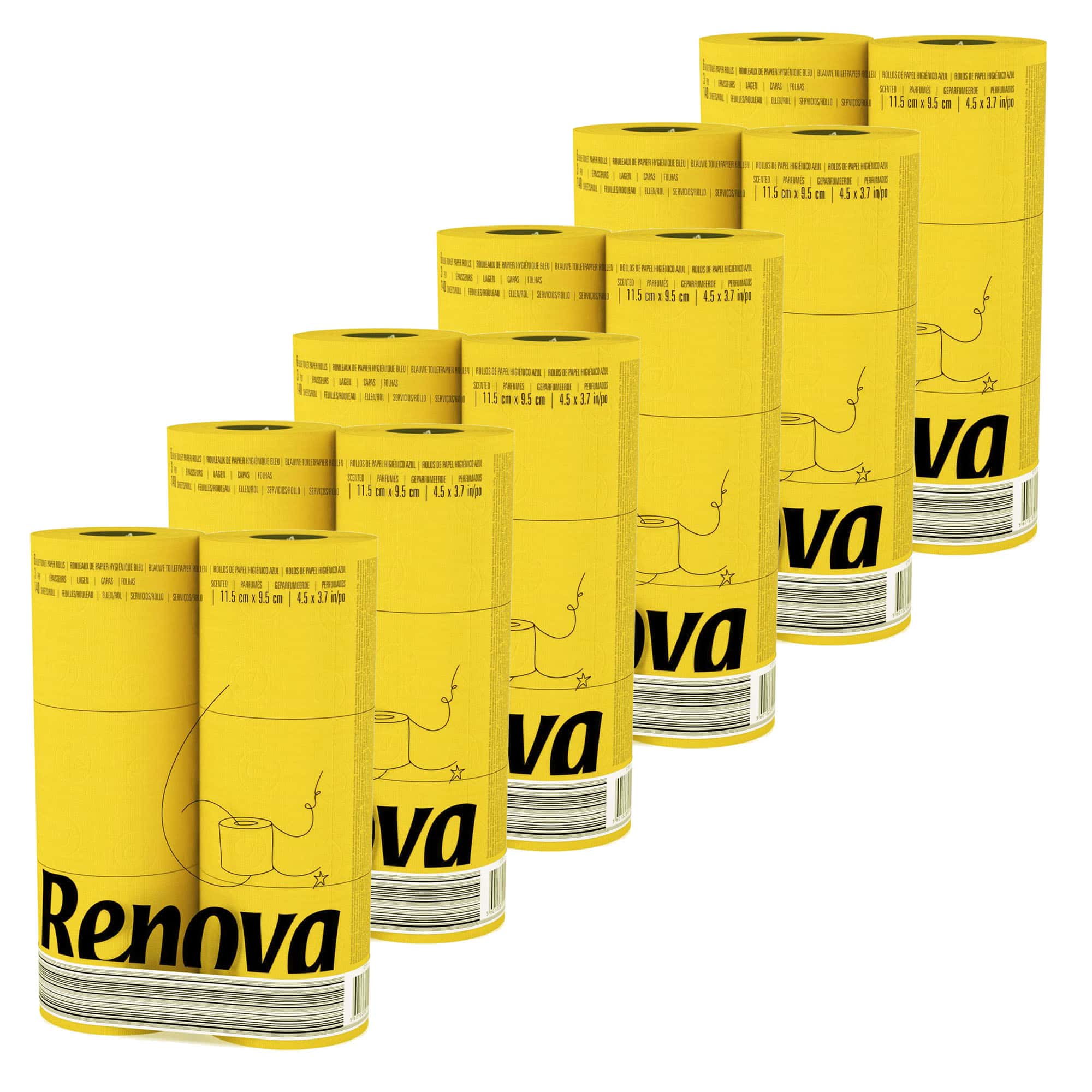 EVIDECO FRENCH HOME GOODS 3-Ply 140-Sheet Yellow Toilet Paper Bright Decorative Bulk Sandalwood-Scented Rolls - Set of 6