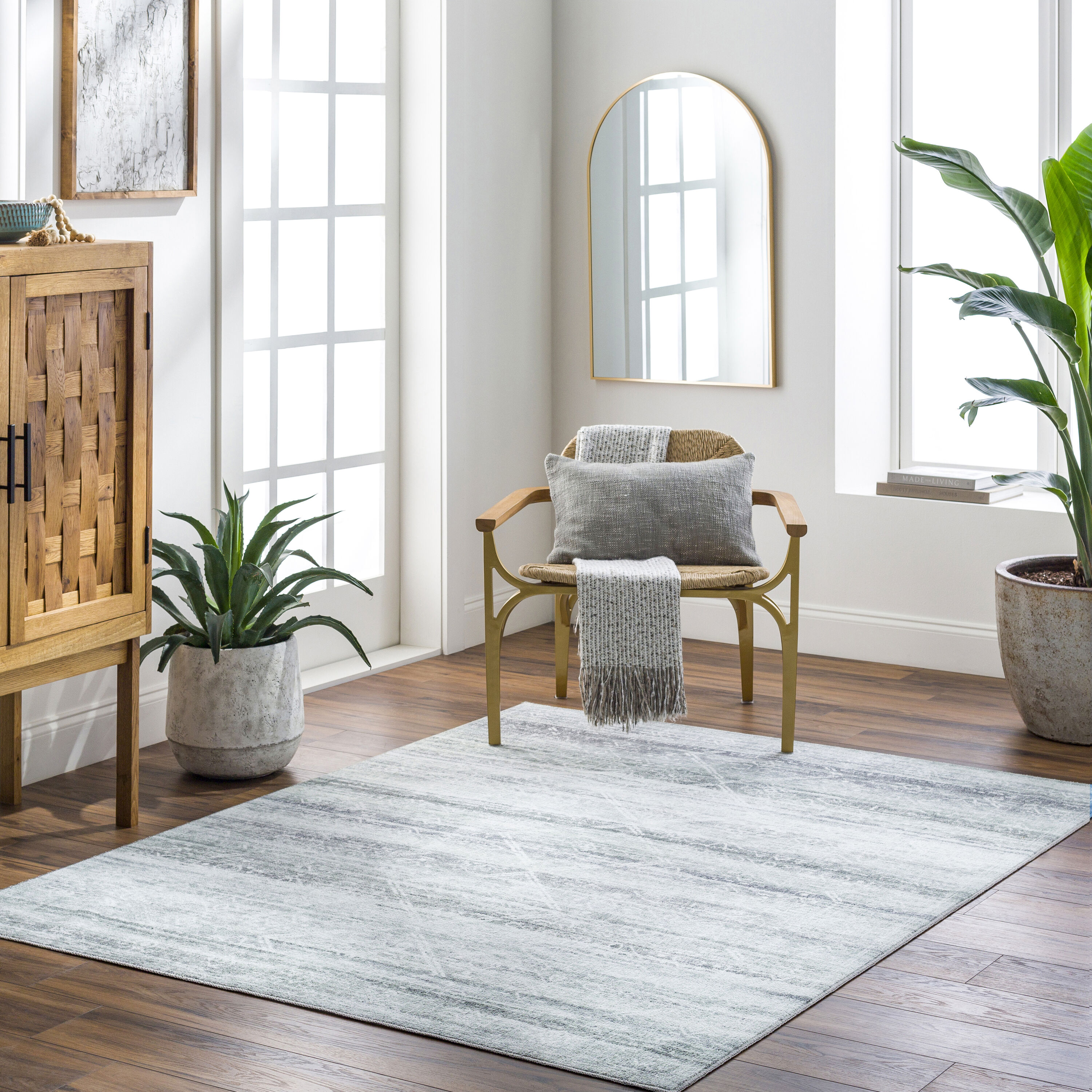 Livabliss HRH2302-710106 Hera 8 x 11 (ft) Polyester Medium Gray Rectangular Indoor Medallion Bohemian/Eclectic Machine washable Area rug